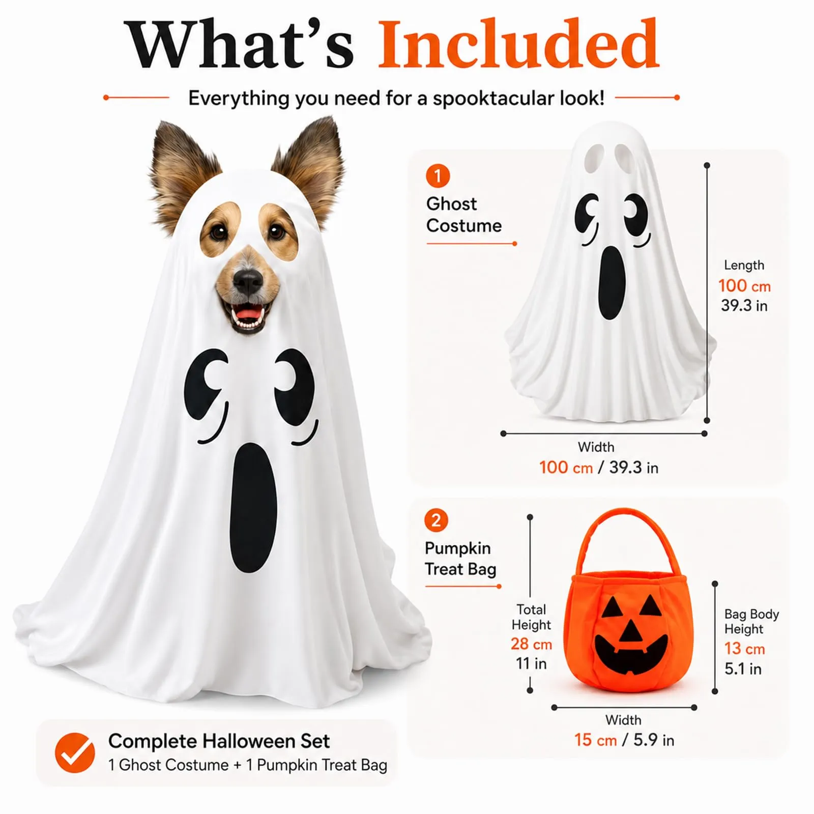 SPHERETRON Costume di Halloween per cani, costume da fantasma per cani - immagine 2