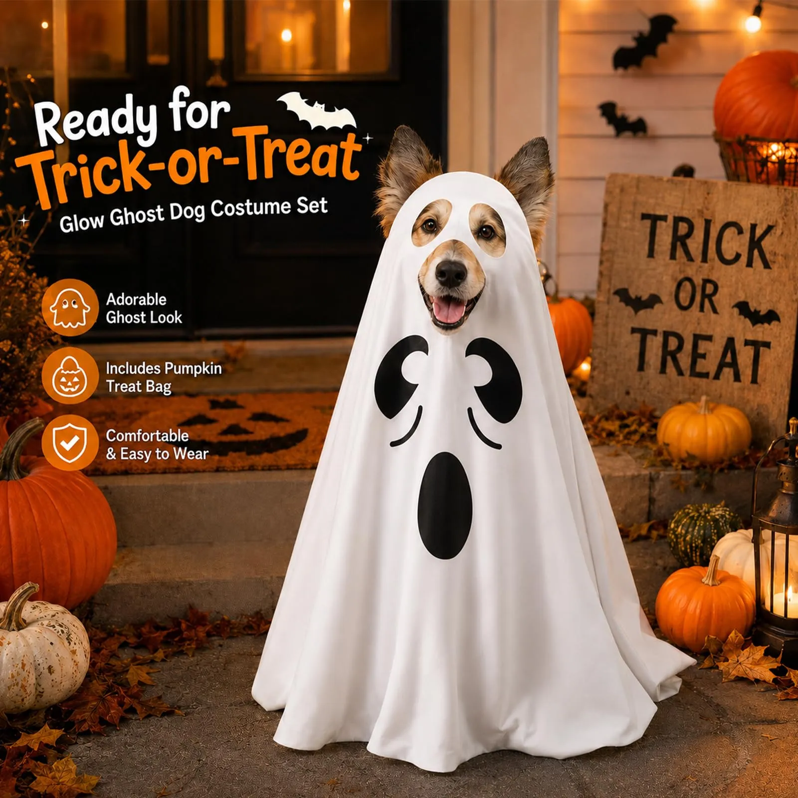 SPHERETRON Costume di Halloween per cani, costume da fantasma per cani - immagine 6