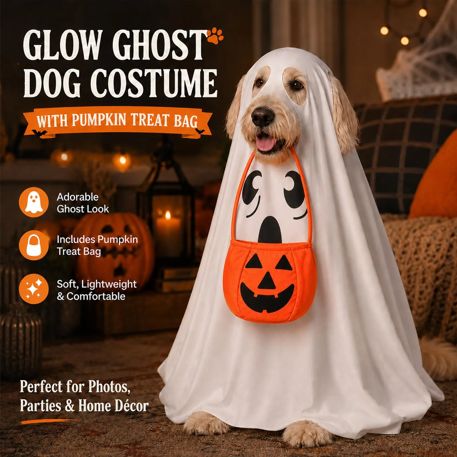 SPHERETRON Costume di Halloween per cani, costume da fantasma per cani - immagine 7