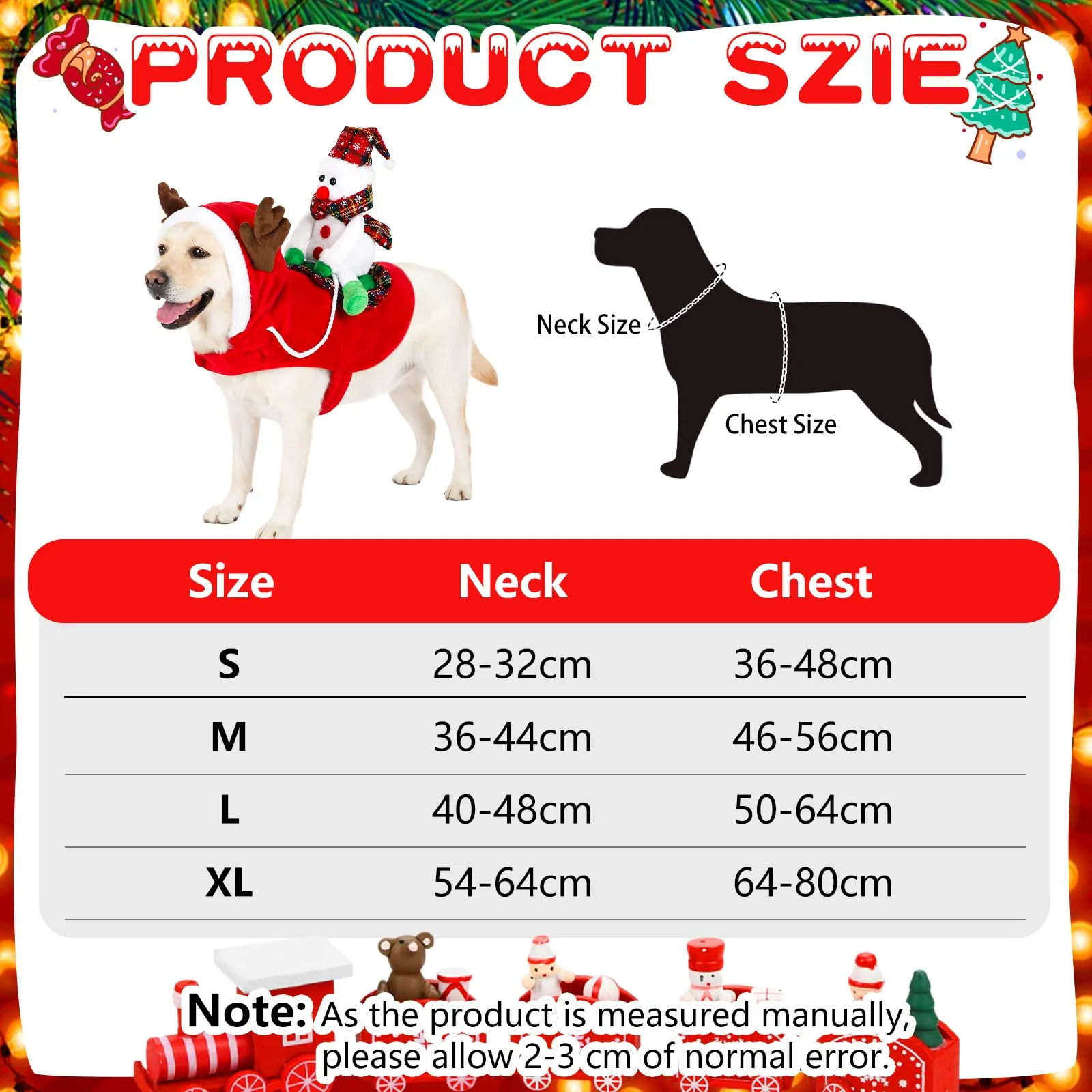 QKURT Abito Natalizio per Cani, Costumi Di Natale Per Cani - immagine 3