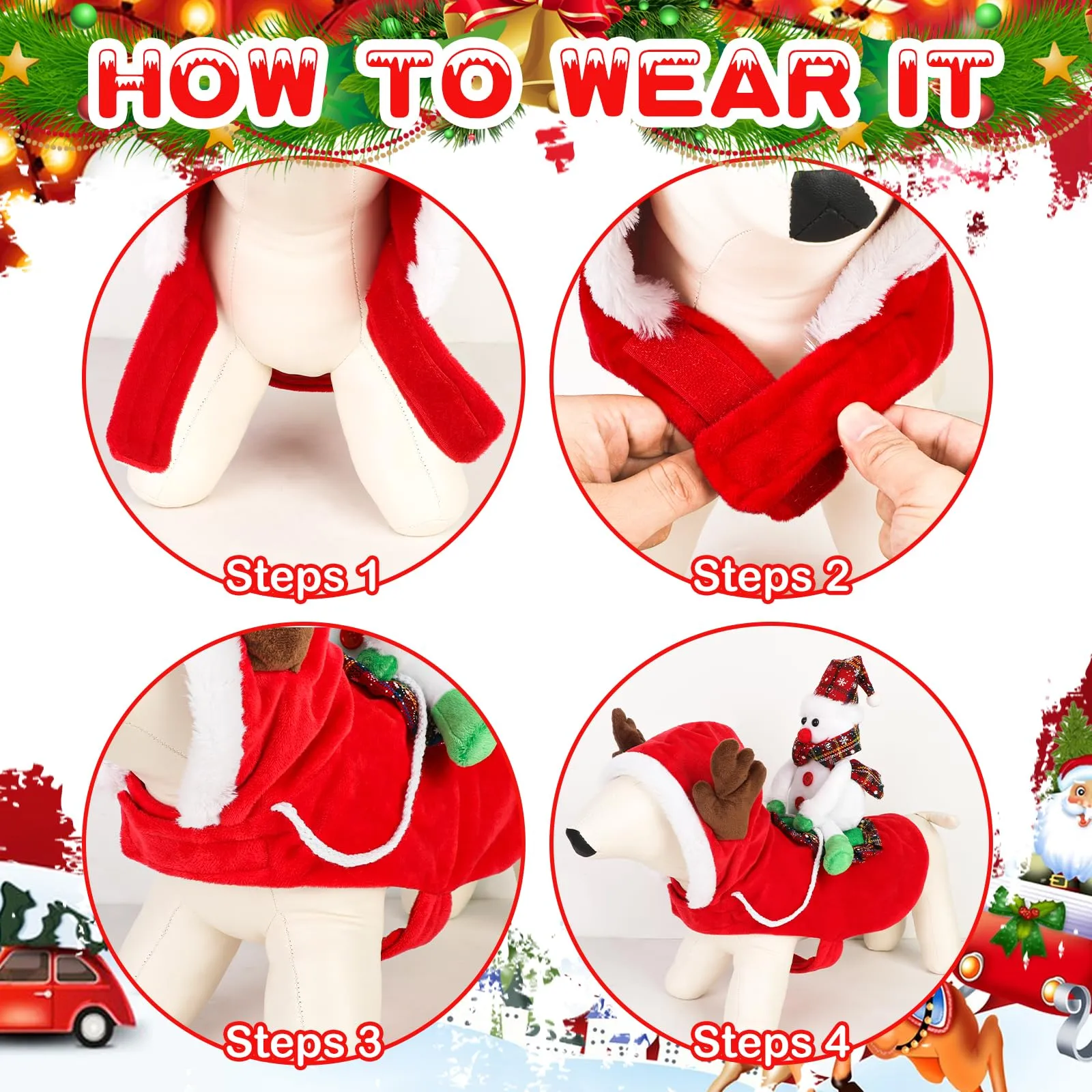 QKURT Abito Natalizio per Cani, Costumi Di Natale Per Cani - immagine 5