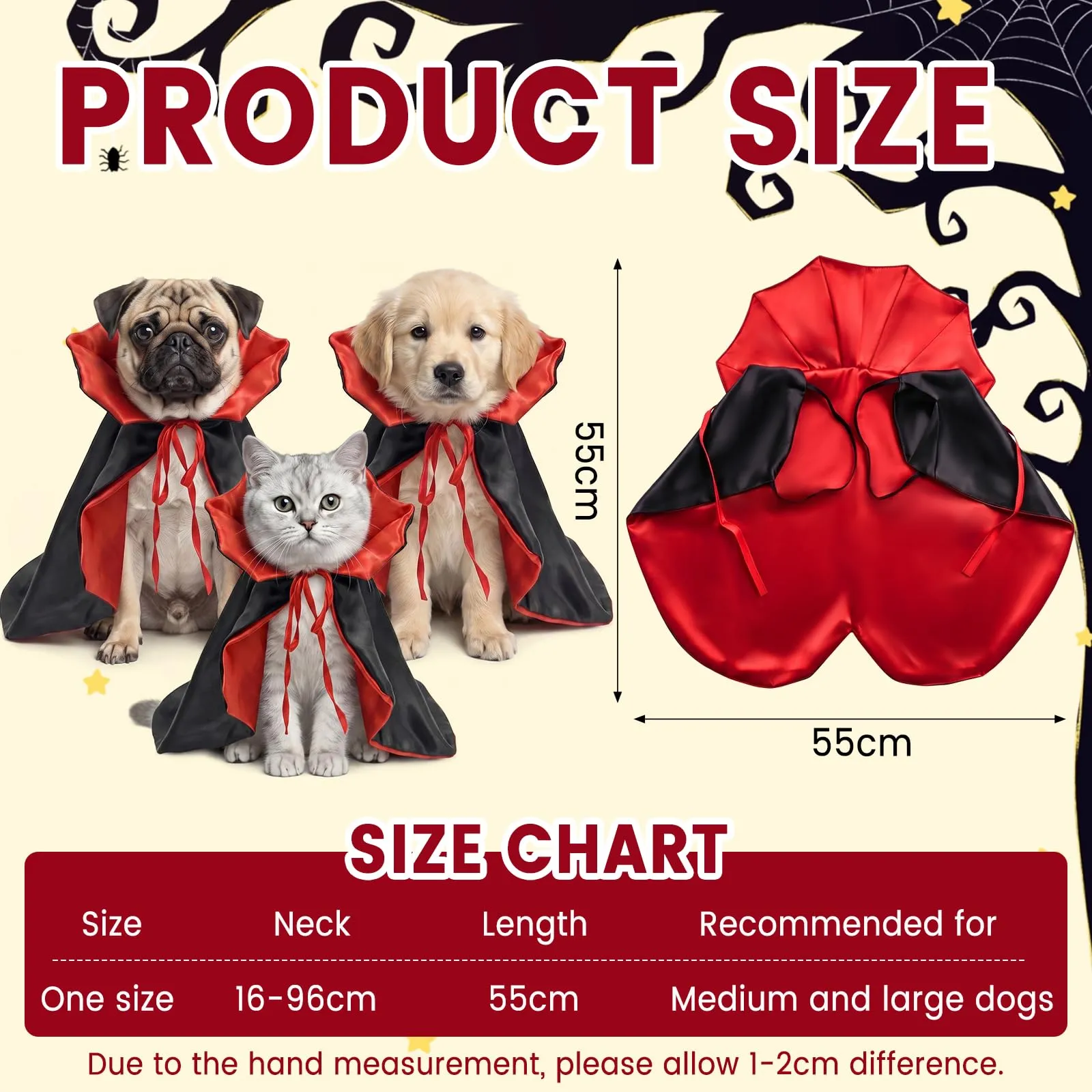 SINAYREK Halloween Mantello Vampiro Costume Gatto Cane Leggero - immagine 2