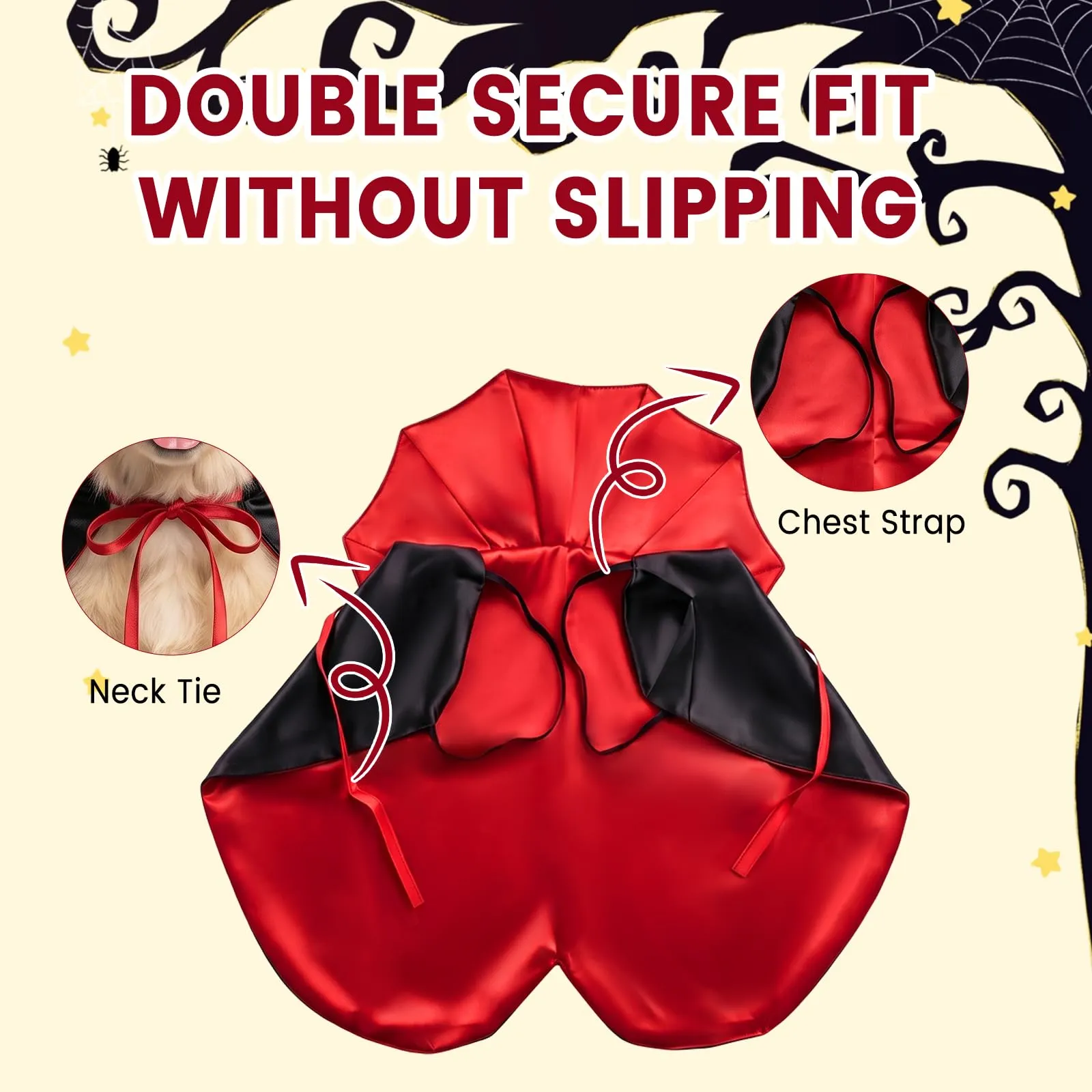 SINAYREK Halloween Mantello Vampiro Costume Gatto Cane Leggero - immagine 3