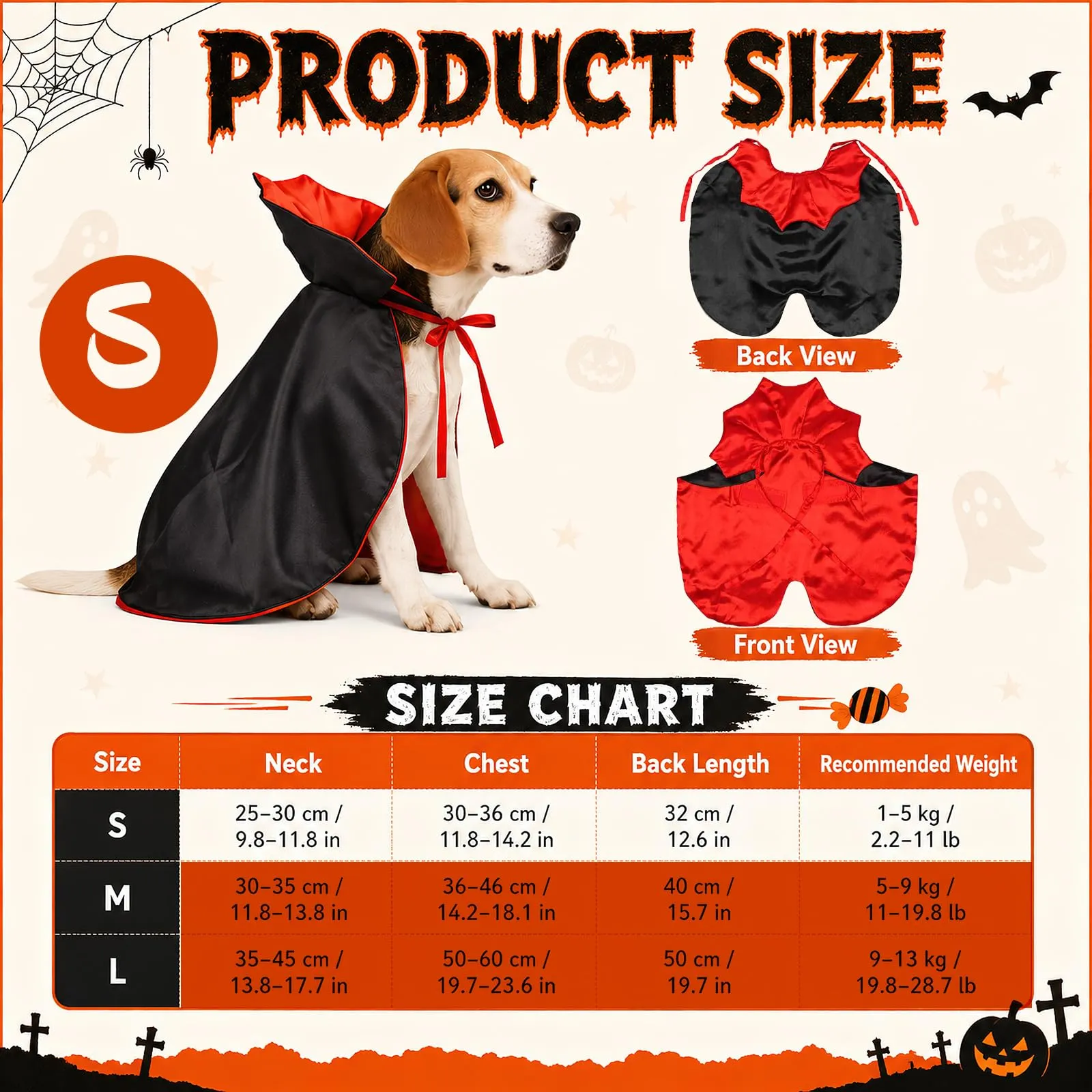 Shyllin Costumi di Halloween per Cane Gatto, Mantello Vampiro per Animale - immagine 2