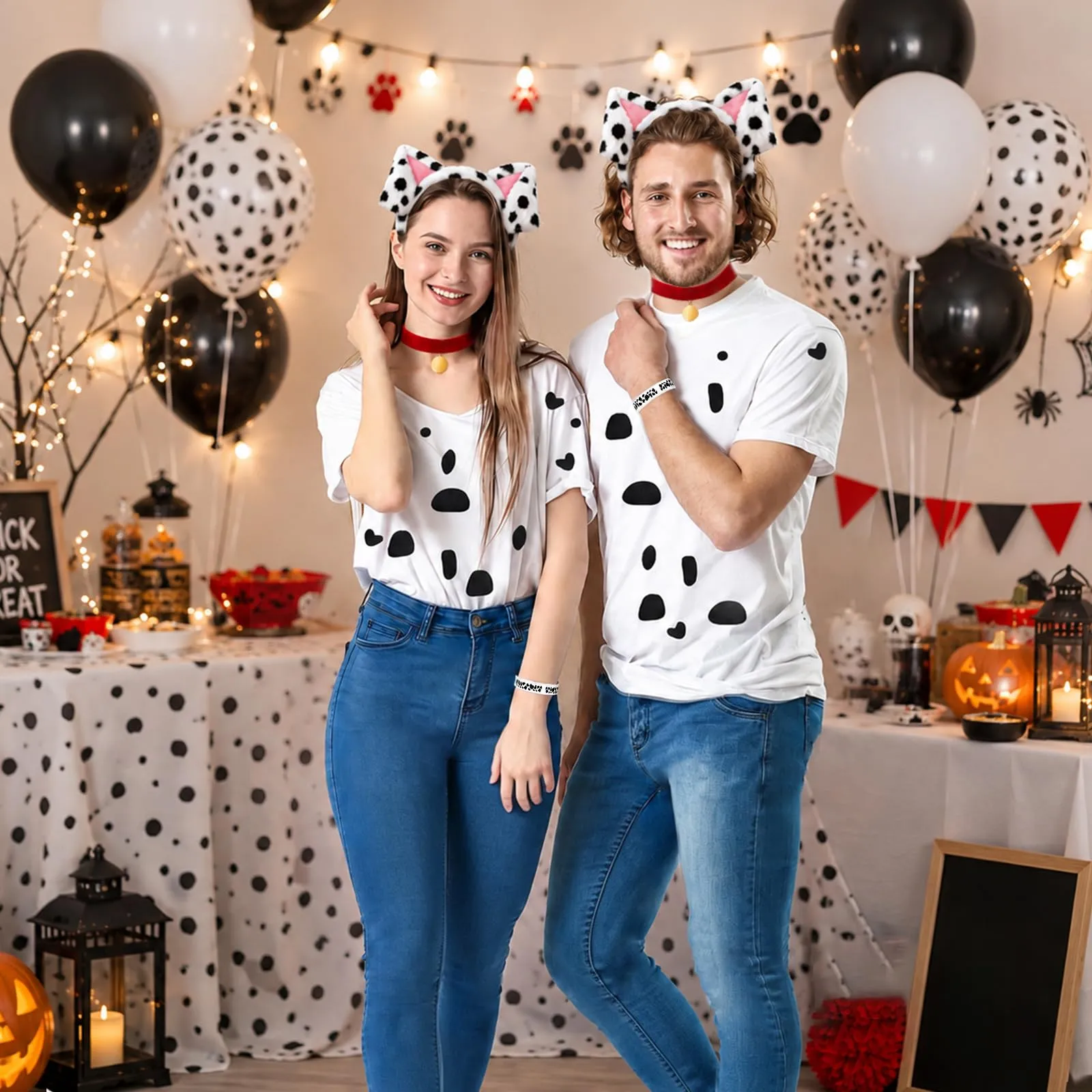 XULIDEONG Set di Costumi Animali, Cerchietto Orecchie Cane con Coda e Collana, Accessori per Costumi di Animali per Carnevale, Halloween - immagine 4