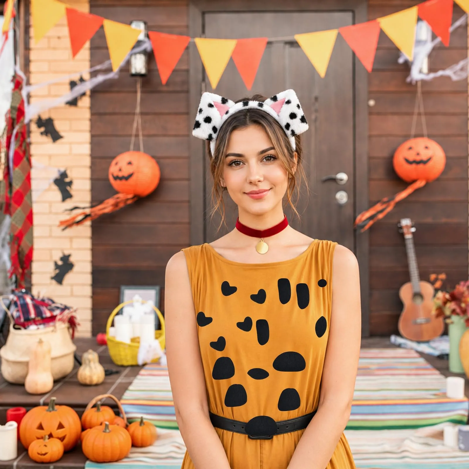 XULIDEONG Set di Costumi Animali, Cerchietto Orecchie Cane con Coda e Collana, Accessori per Costumi di Animali per Carnevale, Halloween - immagine 7