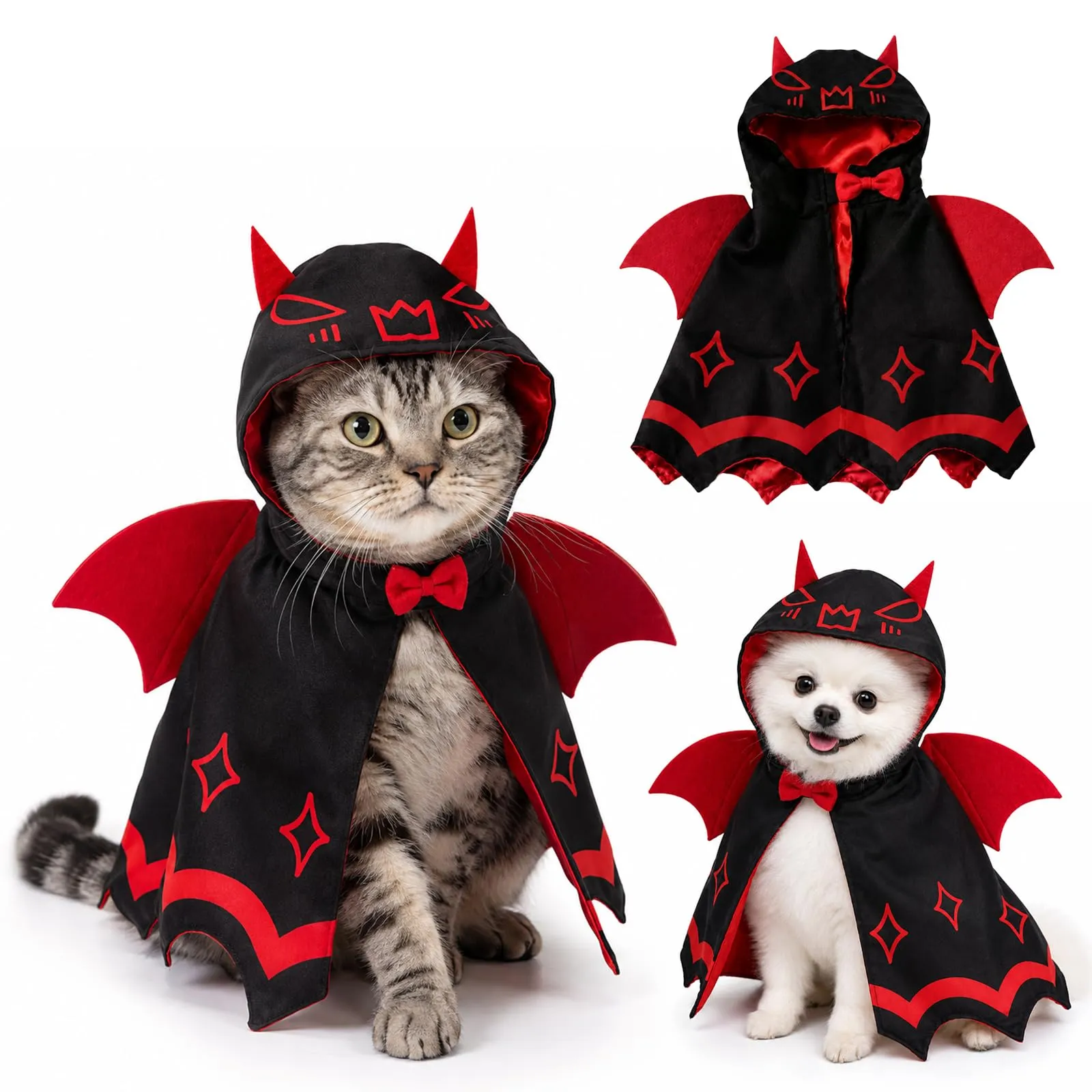 QIANAI Costume Halloween per Gatti e Cani Piccoli, Mantello Pipistrello - immagine 1