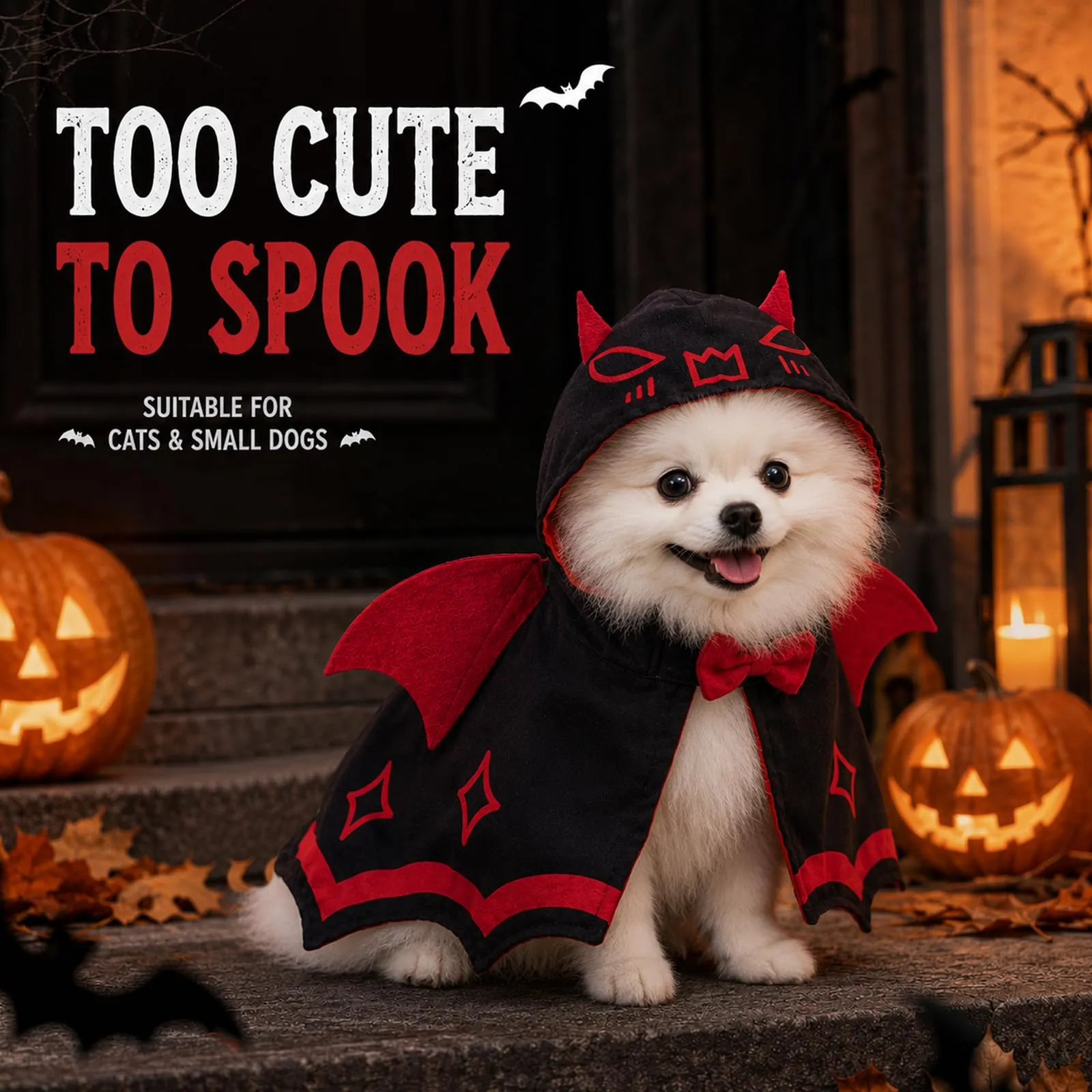 QIANAI Costume Halloween per Gatti e Cani Piccoli, Mantello Pipistrello - immagine 4