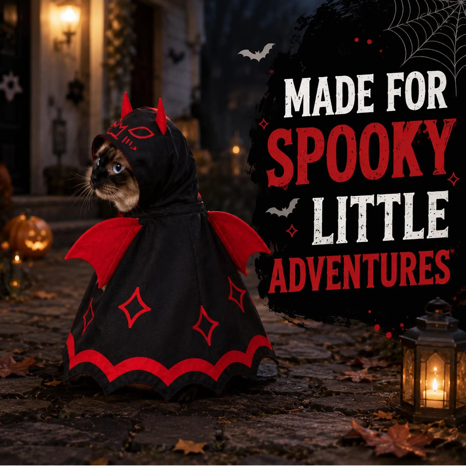 QIANAI Costume Halloween per Gatti e Cani Piccoli, Mantello Pipistrello - immagine 6