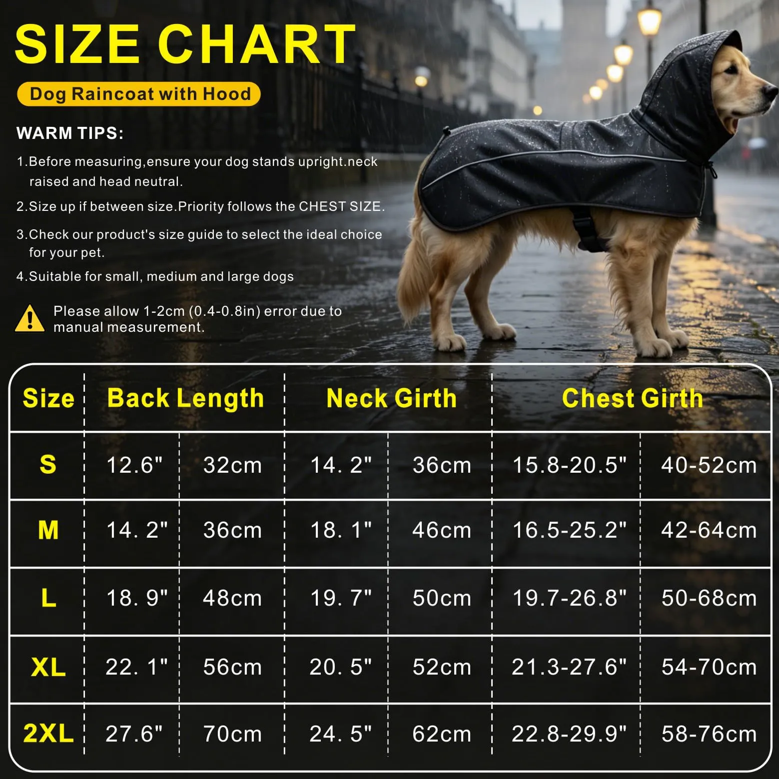 Mosucoirl Giacca impermeabile per cani, impermeabili per cani Cappotti da pioggia riflettenti con cappuccio Poncho a prova di neve per cani piccoli e medi grandi - immagine 2