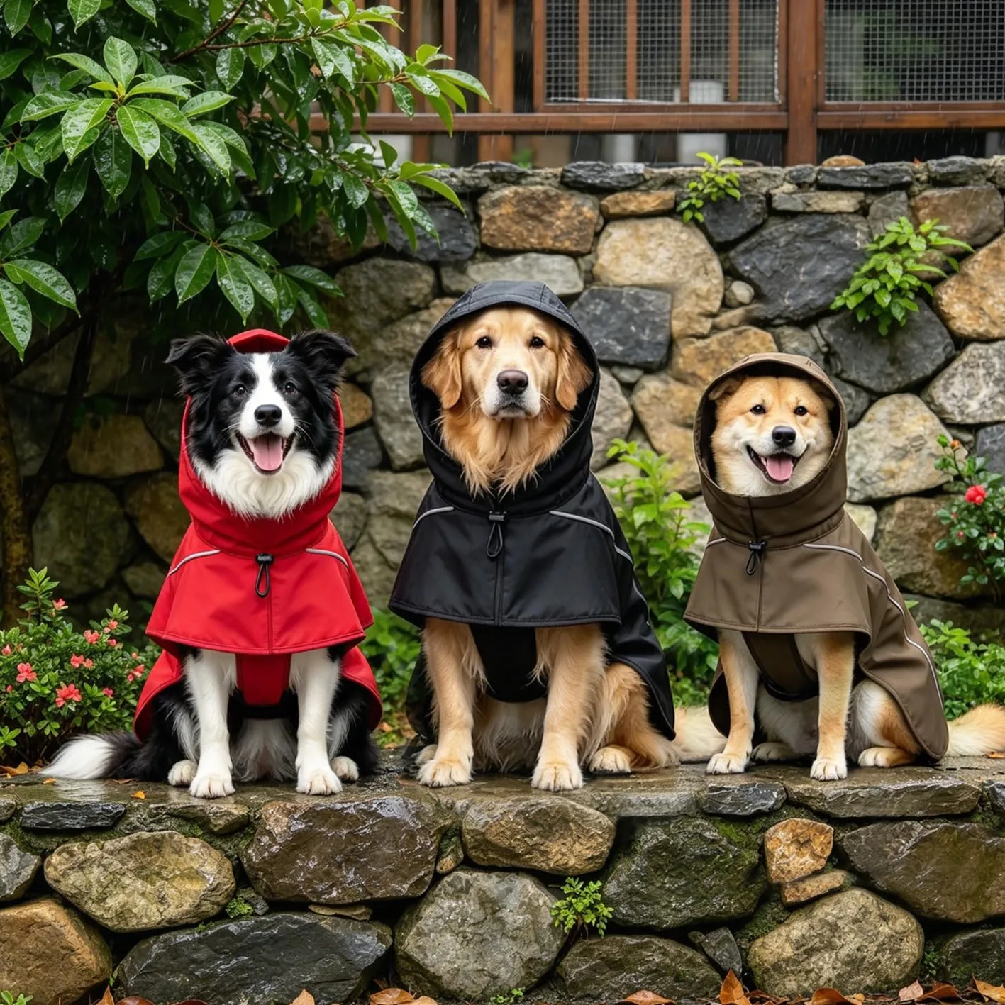 Mosucoirl Giacca impermeabile per cani, impermeabili per cani Cappotti da pioggia riflettenti con cappuccio Poncho a prova di neve per cani piccoli e medi grandi - immagine 3