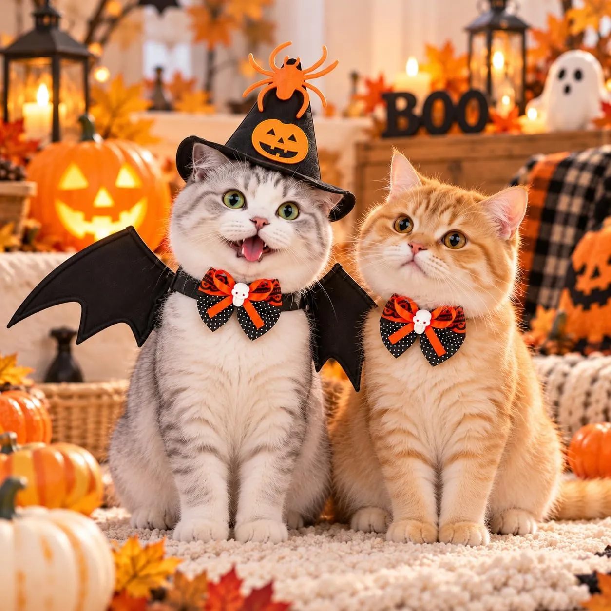 BIVYAX 1 Costume per Gatto,Include Cappello Halloween,Cravatta e Ali Pipistrello,Ideale per Feste in Maschera,Carnevale e Foto Divertenti,Abito Tematico per Eventi e Celebrazioni con il Tuo Animale - immagine 4