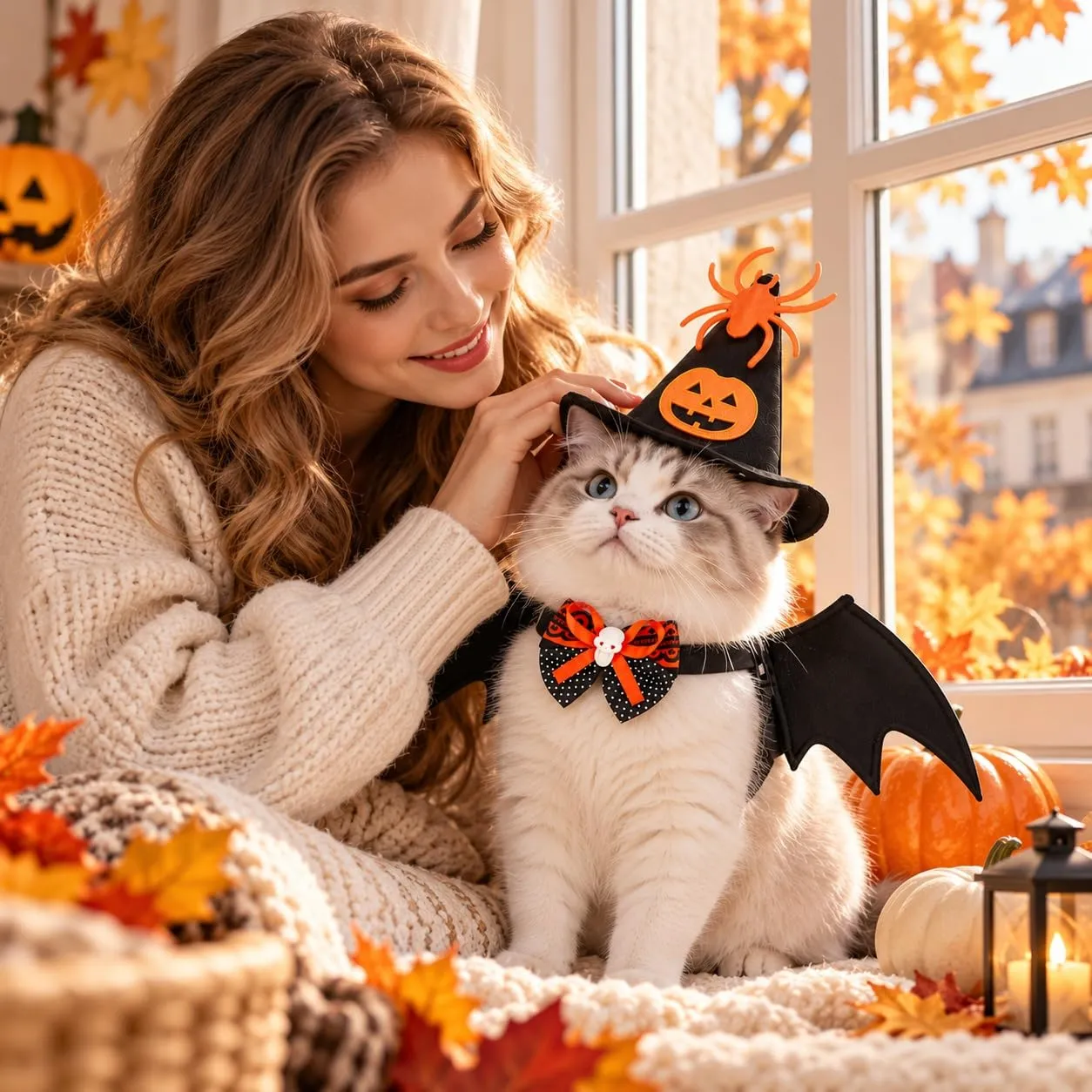 BIVYAX 1 Costume per Gatto,Include Cappello Halloween,Cravatta e Ali Pipistrello,Ideale per Feste in Maschera,Carnevale e Foto Divertenti,Abito Tematico per Eventi e Celebrazioni con il Tuo Animale - immagine 5