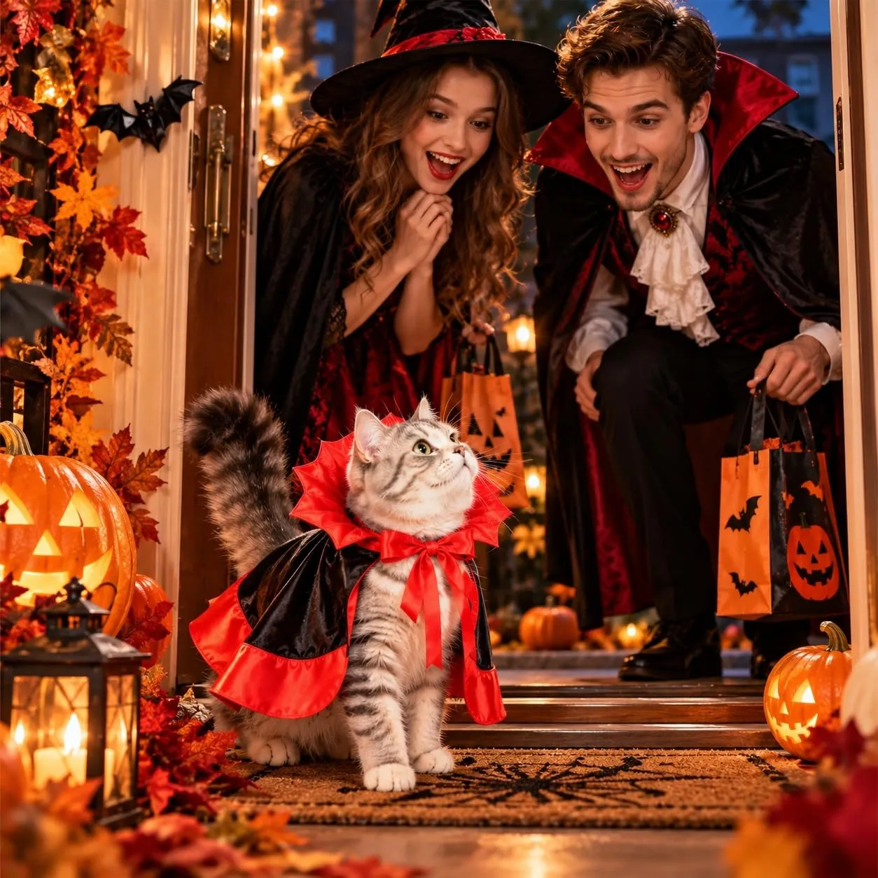 BIVYAX 1 Costume Halloween Gatto Vampiro, Mantello in Velluto Taglia Unica per Gatti, Ideale per Carnevale, Cosplay, Feste in Maschera, Foto Divertenti e Momenti Indimenticabili con il Tuo Animale - immagine 4