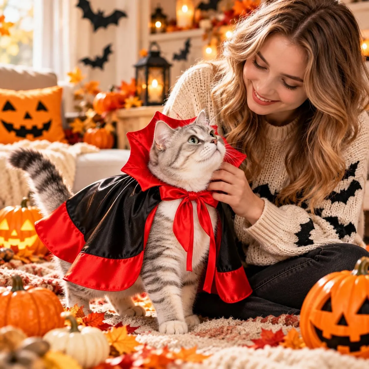 BIVYAX 1 Costume Halloween Gatto Vampiro, Mantello in Velluto Taglia Unica per Gatti, Ideale per Carnevale, Cosplay, Feste in Maschera, Foto Divertenti e Momenti Indimenticabili con il Tuo Animale - immagine 6