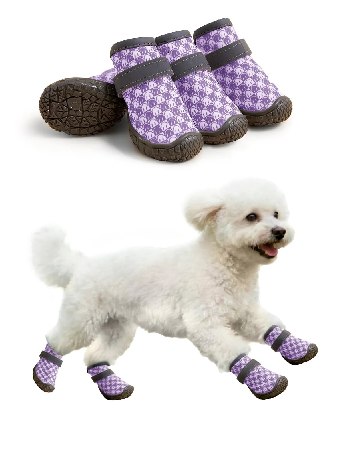 Haloumoning Scarpe antiscivolo per cani, suola robusta, Viola, S - immagine 1