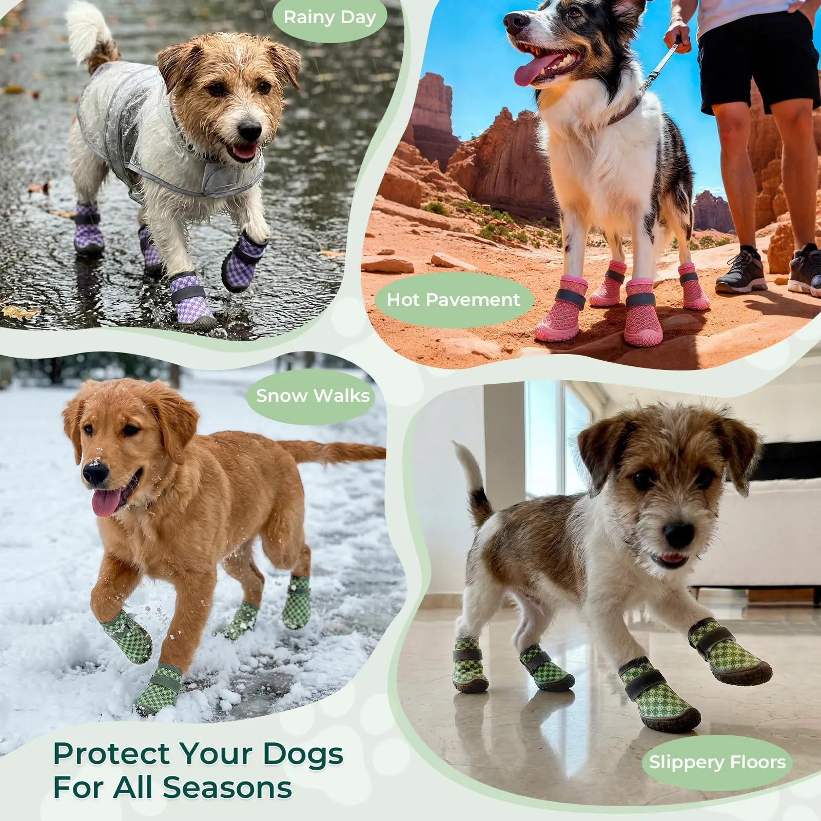 Haloumoning Scarpe antiscivolo per cani, suola robusta, Viola, S - immagine 4