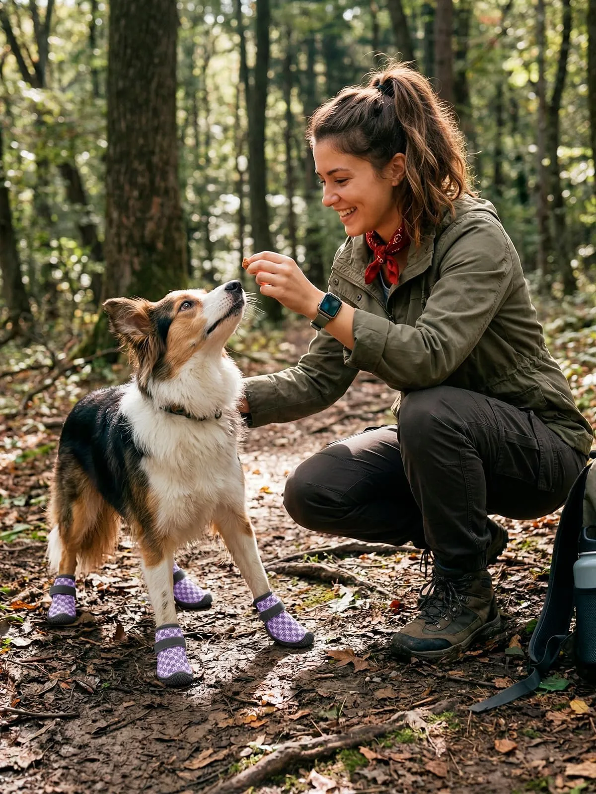 Haloumoning Scarpe antiscivolo per cani, suola robusta, Viola, S - immagine 5