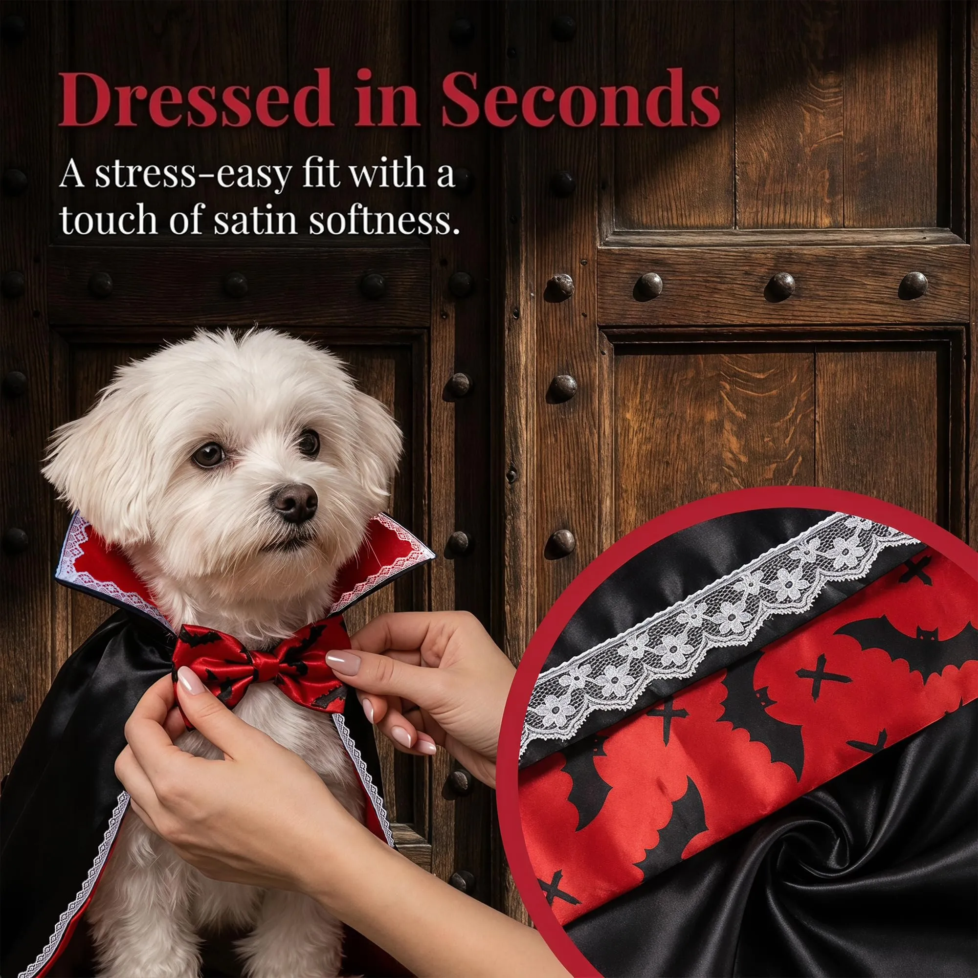 Costume di Halloween per Cane con Mantello Rosso e Nero da Vampiro per - immagine 6