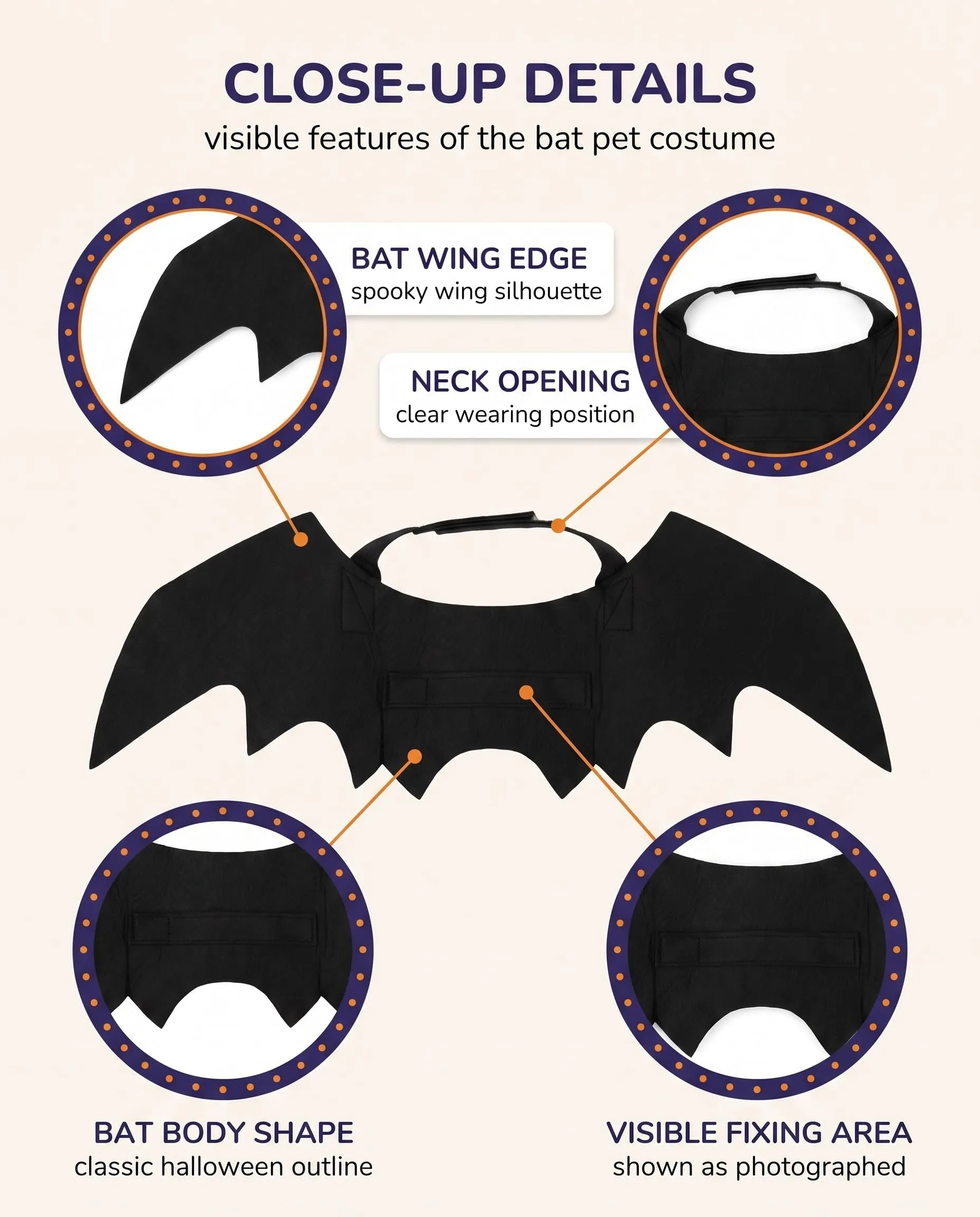 FIMWOLZ Costume da Pipistrello Cane e Gatto, Ali Senza Campana – Design Silenzioso per Animali Timidi e Libertà di Movimento in Halloween Party e Cosplay, - immagine 6