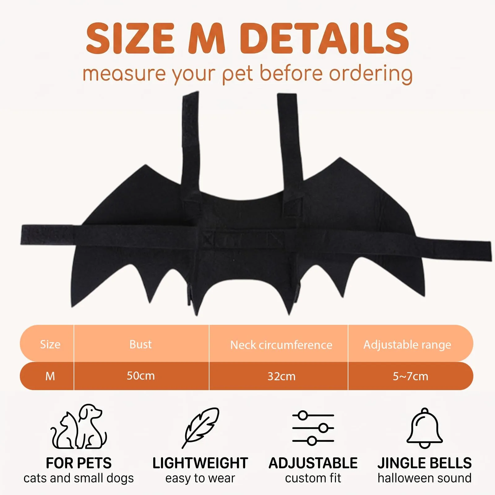 HUHLBU 1 Pezzo Ali di Pipistrello per Animali, Costume Halloween per Gatto e Cane con Chiusura a Strappo (48 x 20 cm) - immagine 2