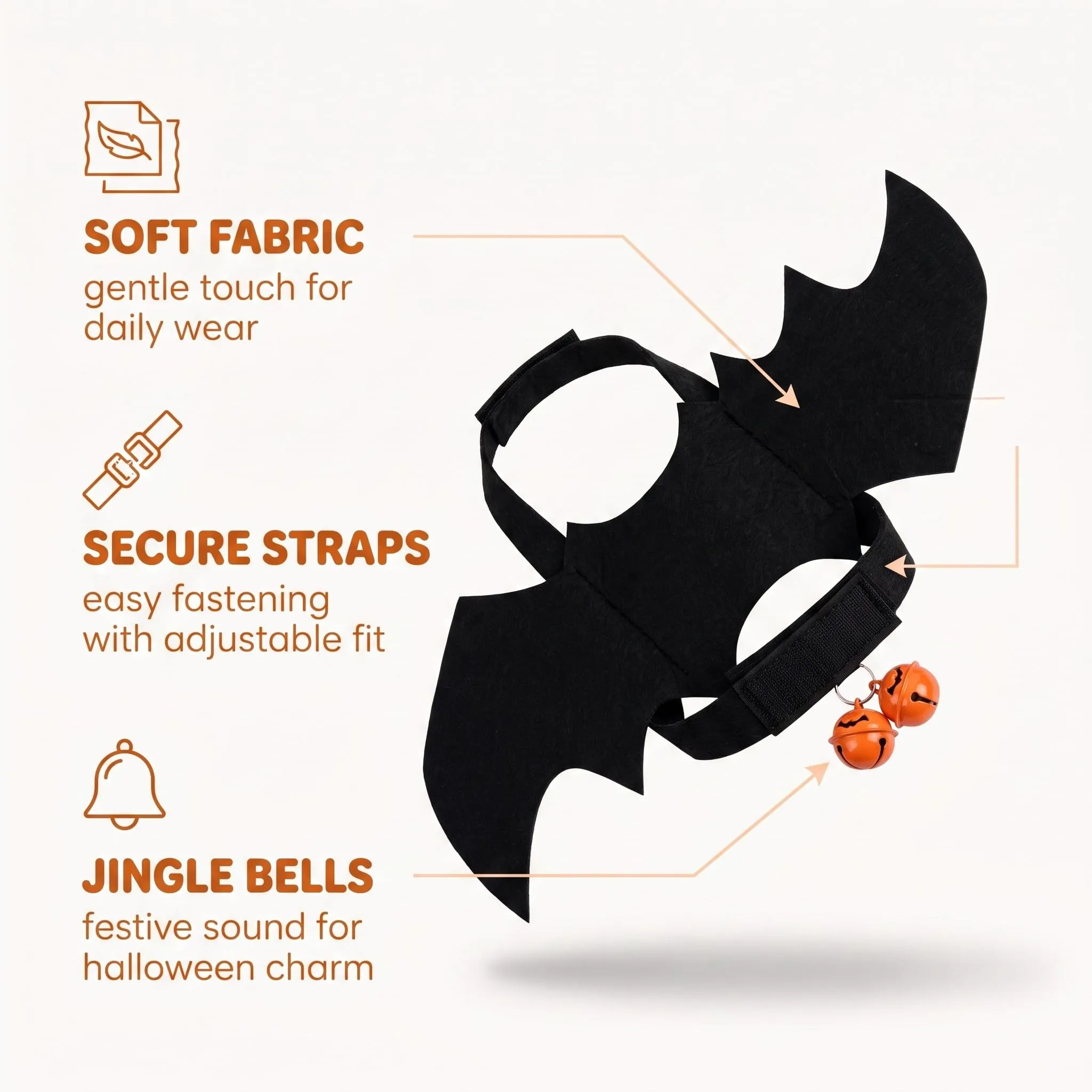 HUHLBU 1 Pezzo Ali di Pipistrello per Animali, Costume Halloween per Gatto e Cane con Chiusura a Strappo (48 x 20 cm) - immagine 3