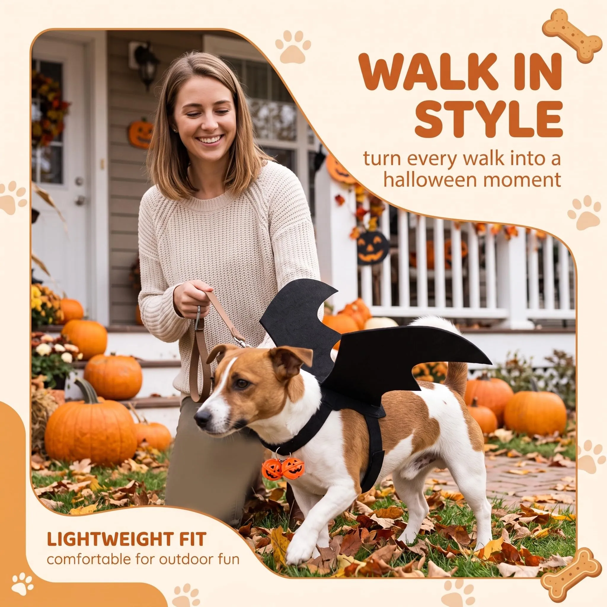 HUHLBU 1 Pezzo Ali di Pipistrello per Animali, Costume Halloween per Gatto e Cane con Chiusura a Strappo (48 x 20 cm) - immagine 4