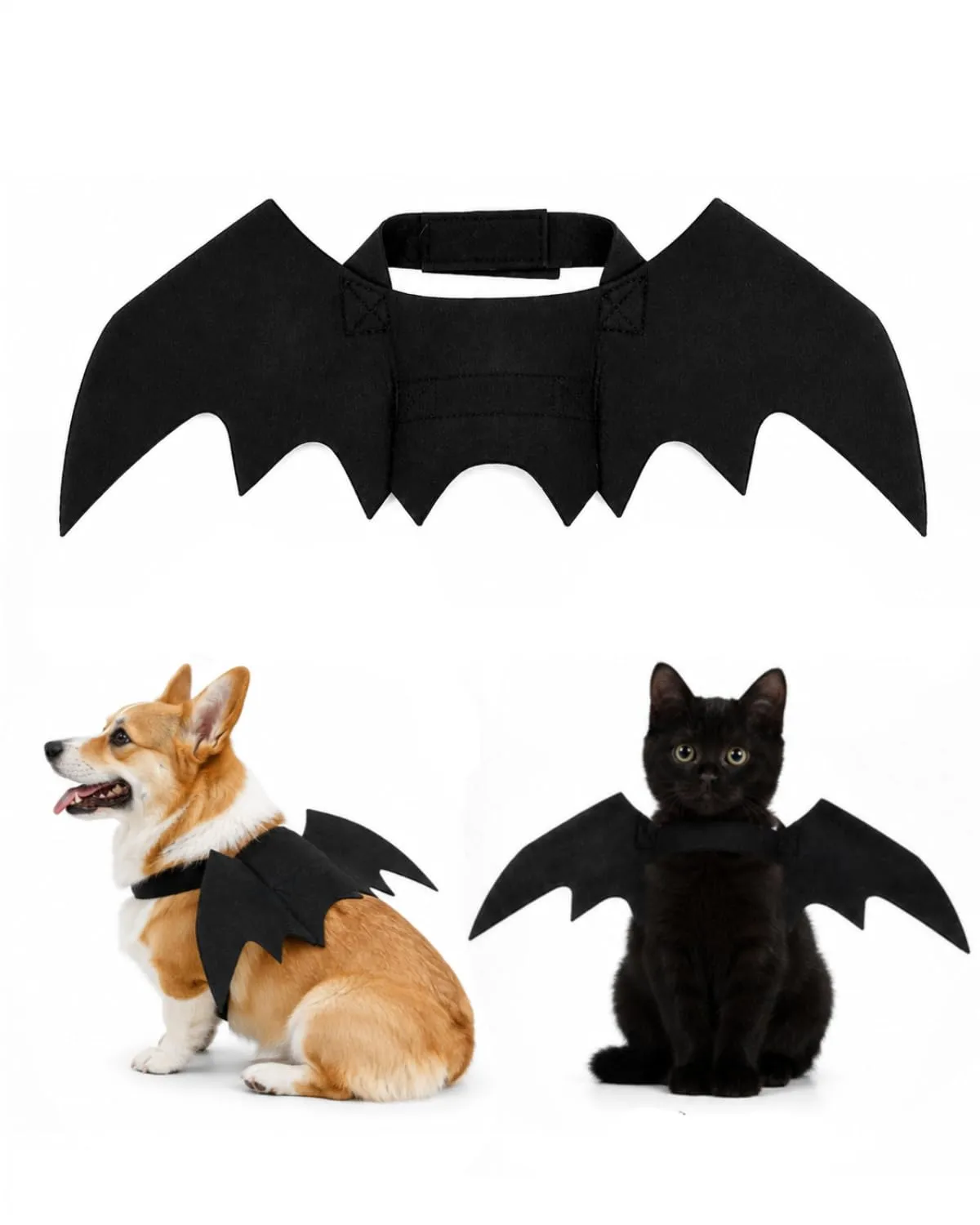 FOKZIL Ali Pipistrello Feltro Costume Halloween per Cani e Gatti, Taglia M (52x25cm), | Finitura Morbida con Chiusura Rapida | Design Ergonomico per Sedere e Muoversi Liberi - immagine 1