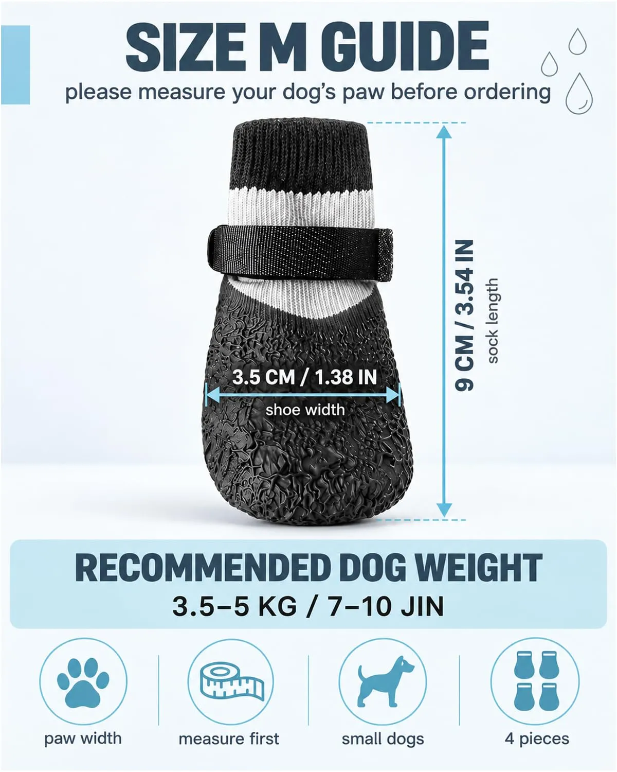 LDBEMG 4 Pz Scarpe per Cani Impermeabili Antiscivolo, Calzini Protettivi Regolabili con Silicone, Resistenti all'Asfalto Caldo per Passeggiate - immagine 6