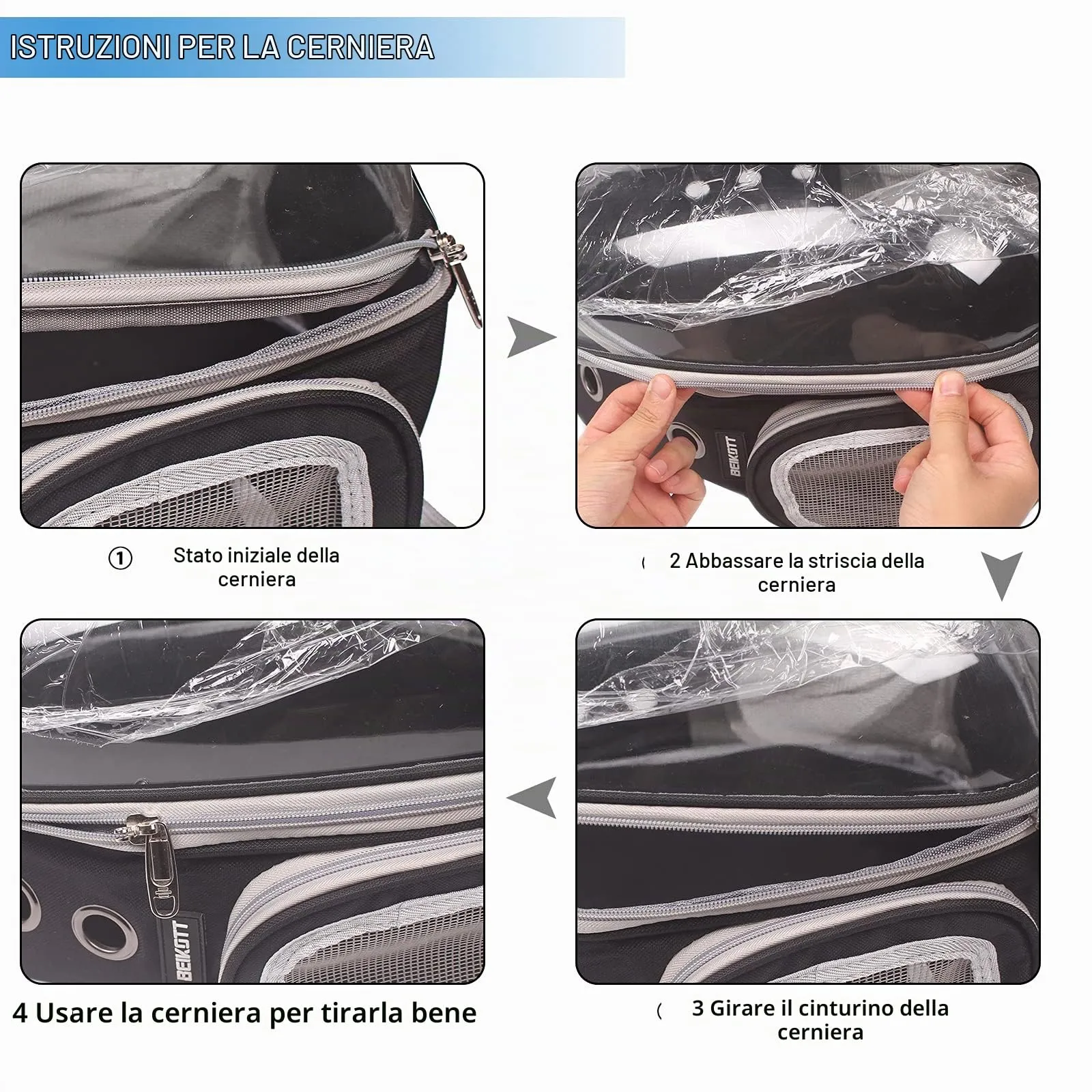 BEIKOTT Zaino per gatti e cani, zaino per animali domestici, per piccoli gatti, cuccioli, cani, coniglietti, approvato dalle compagnie aeree, zaino trasparente per viaggi, escursionismo e uso - immagine 7