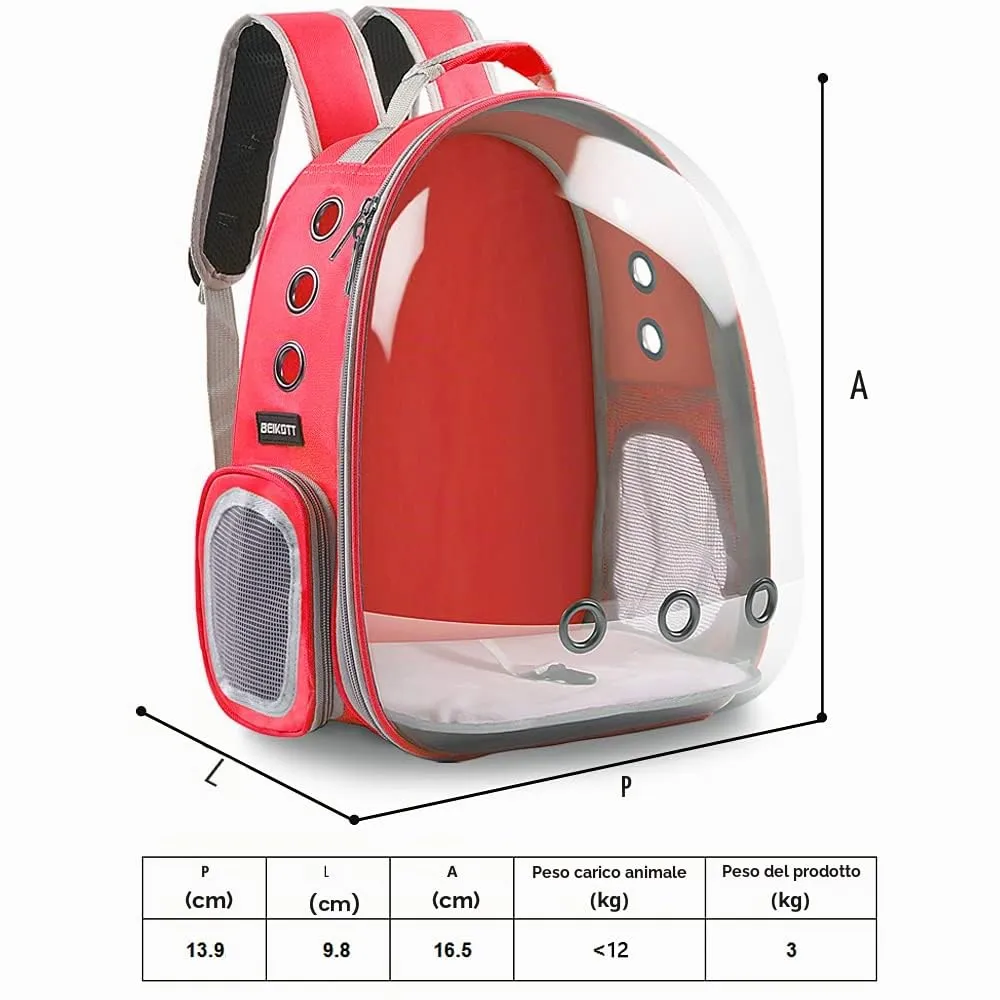 BEIKOTT Zaino per gatti, borsa per il trasporto, zaino per cani, zaino per cani di piccola taglia, cuccioli, cani, conigli, compagnia aerea approvato, ventilato, zaino trasparente per viaggi - immagine 6