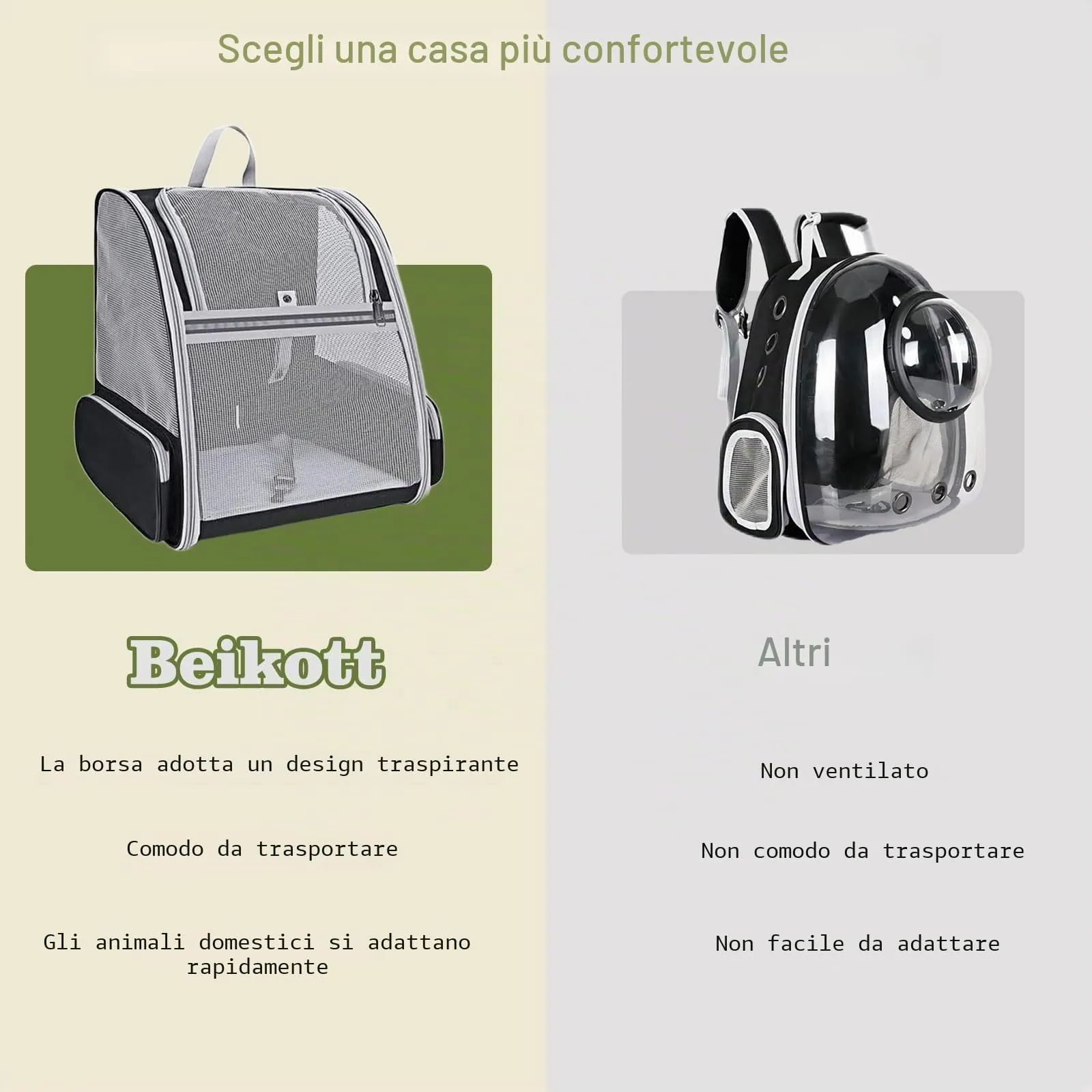 BEIKOTT Zaino per cani e gatti di piccola taglia, ventilato, pieghevole, con cinture di sicurezza, fibbie per viaggi, escursioni e esterni, nero - immagine 8