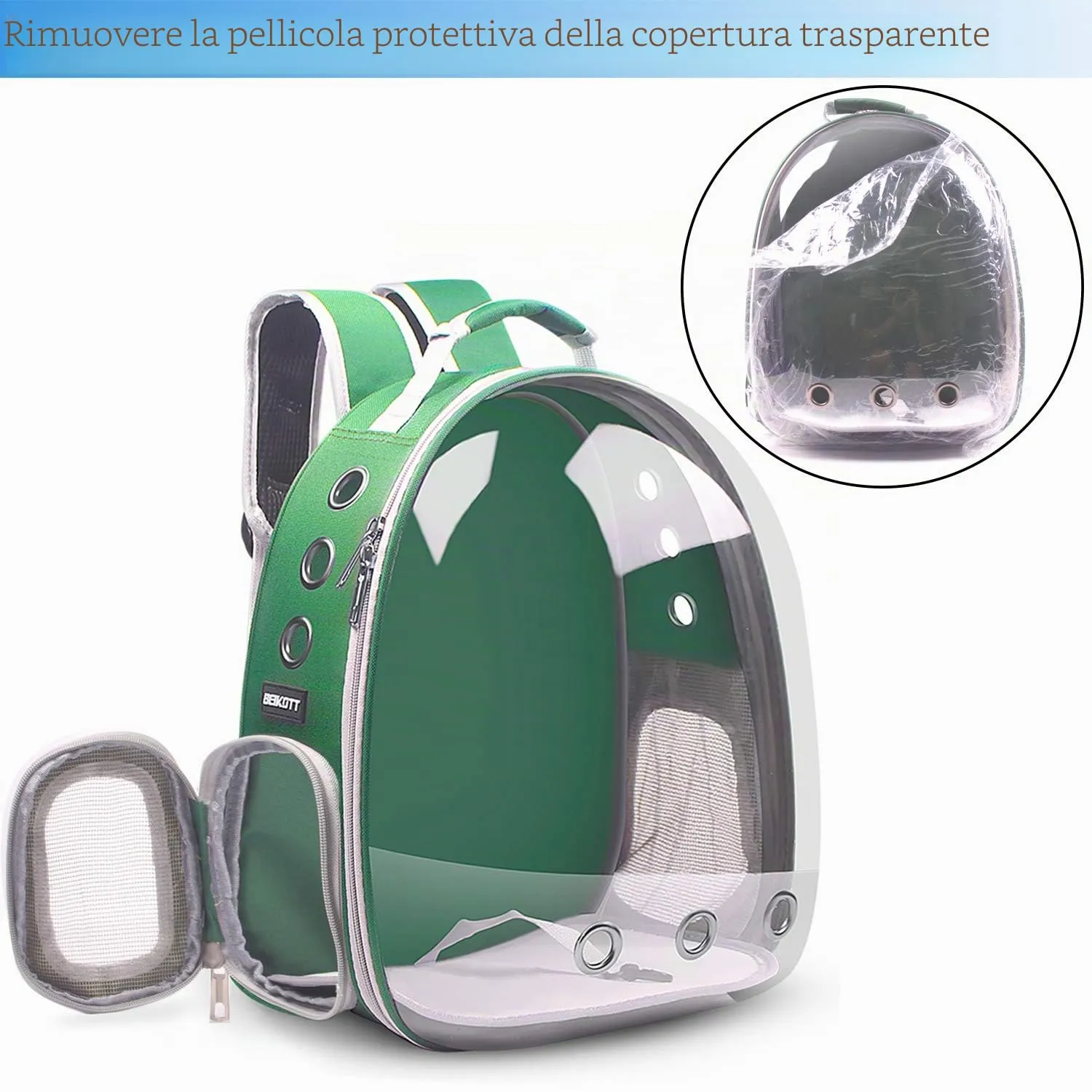 BEIKOTT Aukor Zaino per animali domestici, Capsule-GR, Durevole, Ecologico, Spazioso, per Gatti, Taglia Piccola, Moderno, per Viaggi in aereo con animali domestici - immagine 2
