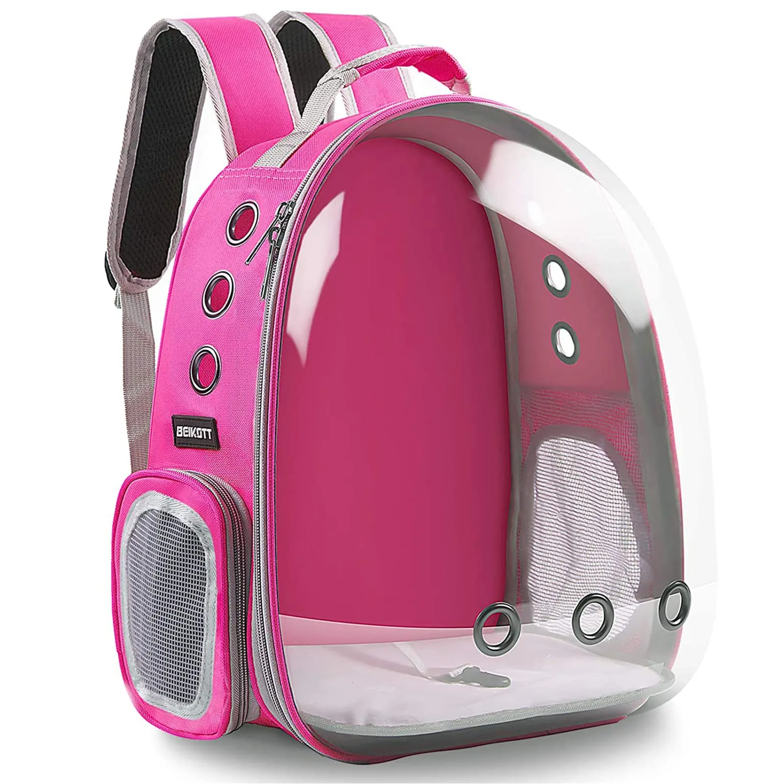 BEIKOTT Zaino per gatti, borsa per il trasporto, zaino per cani, zaino per cani di piccola taglia, cuccioli, cani, conigli, compagnia aerea approvato, ventilato, zaino trasparente per viaggi - immagine 1