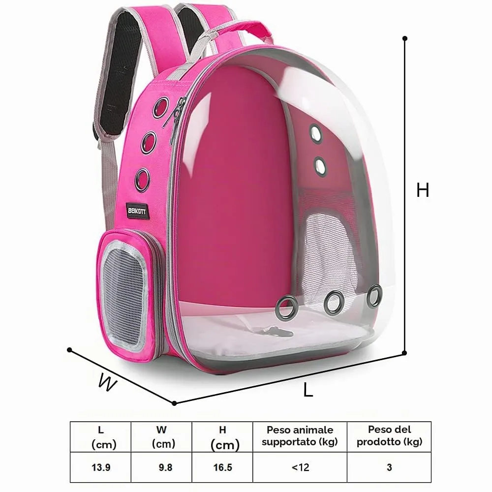 BEIKOTT Zaino per gatti, borsa per il trasporto, zaino per cani, zaino per cani di piccola taglia, cuccioli, cani, conigli, compagnia aerea approvato, ventilato, zaino trasparente per viaggi - immagine 6