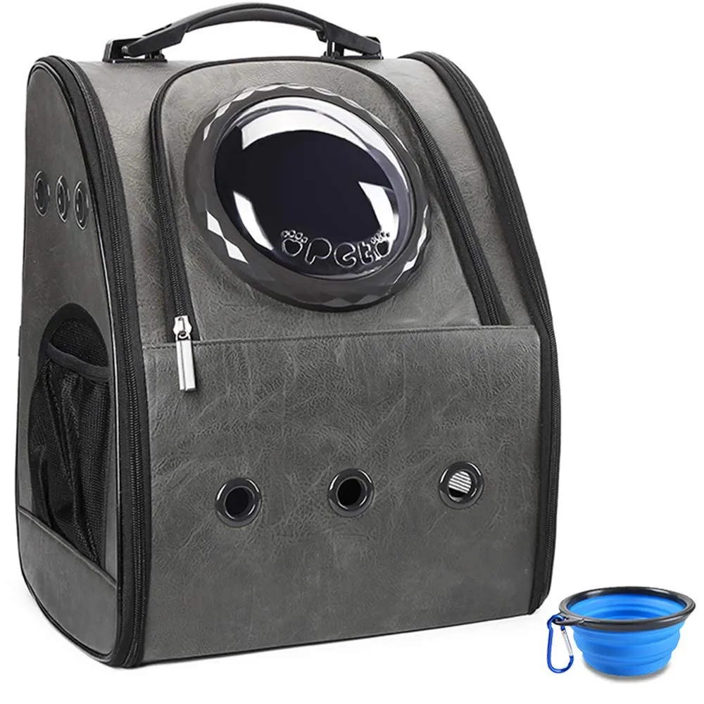 BEIKOTT Zaino per gatti, grande zaino a bolle per gatti, cuccioli, cani e uccelli, approvato dalle compagnie aeree, zaino in pelle ventilato per viaggi, escursioni e uso all'aperto - immagine 1