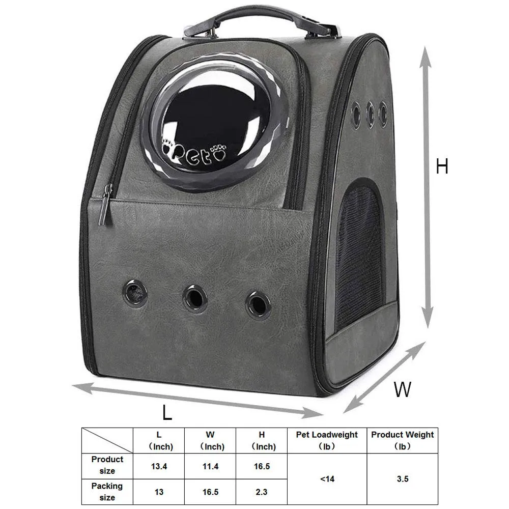BEIKOTT Zaino per gatti, grande zaino a bolle per gatti, cuccioli, cani e uccelli, approvato dalle compagnie aeree, zaino in pelle ventilato per viaggi, escursioni e uso all'aperto - immagine 3