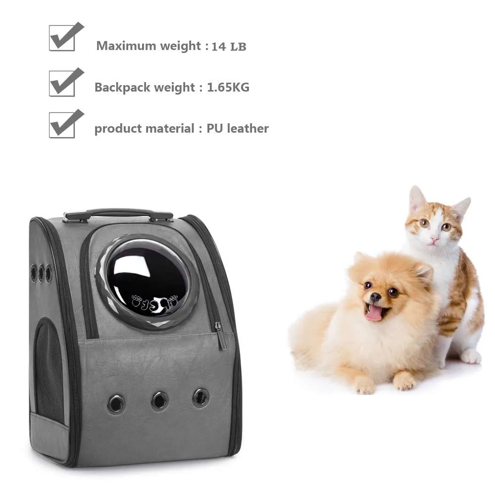 BEIKOTT Zaino per gatti, grande zaino a bolle per gatti, cuccioli, cani e uccelli, approvato dalle compagnie aeree, zaino in pelle ventilato per viaggi, escursioni e uso all'aperto - immagine 7