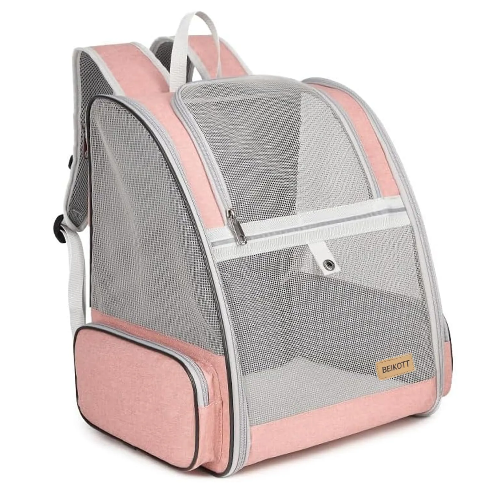 BEIKOTT Zaino per gatti, cuccioli, cani e uccelli, in pelle di alta qualità, approvato dalle compagnie aeree, 35 x 25 x 42 cm, rosa - immagine 1