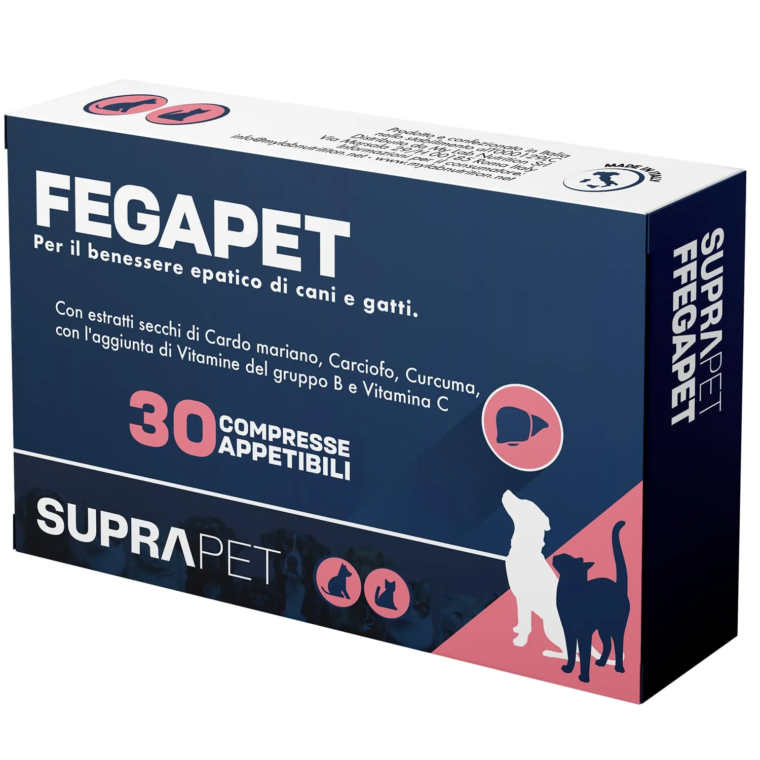 Suprapet Fegapet Cani e Gatti Supporto per il Fegato 30 compresse - Mangime per Funzioni Epato-Biliari con Vitamine, Cardo Mariano, Carciofo, Curcuma, Lespedeza - immagine 1