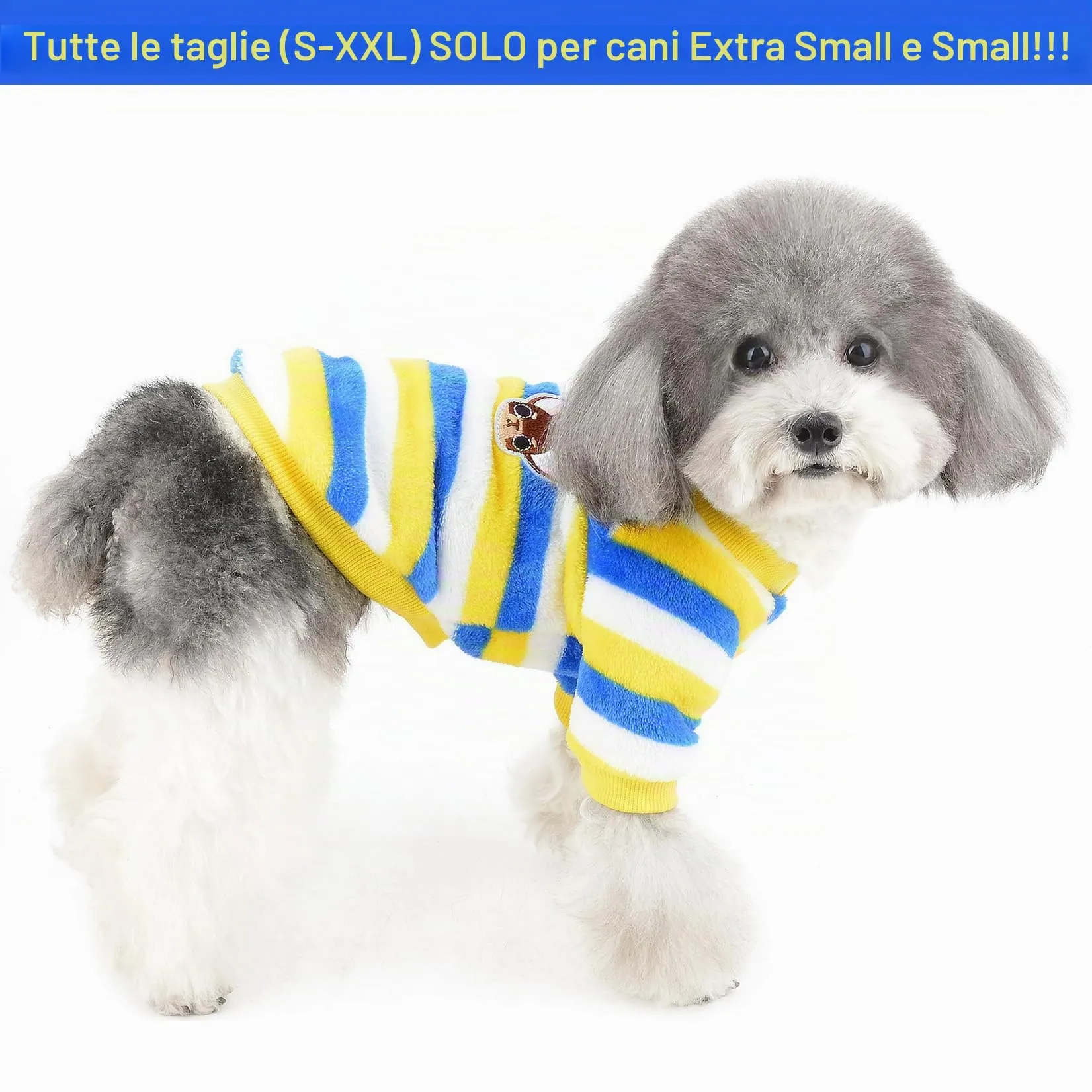ZUNEA Maglione Invernale per Cani Piccola Taglia Cappottino in pile Caldo per Cuccioli Giacca a Righe Super Morbida in Velluto Chihuahua Gatti Abbigliamento Cani Ragazze Ragazzi Vestiti Blu L - immagine 2
