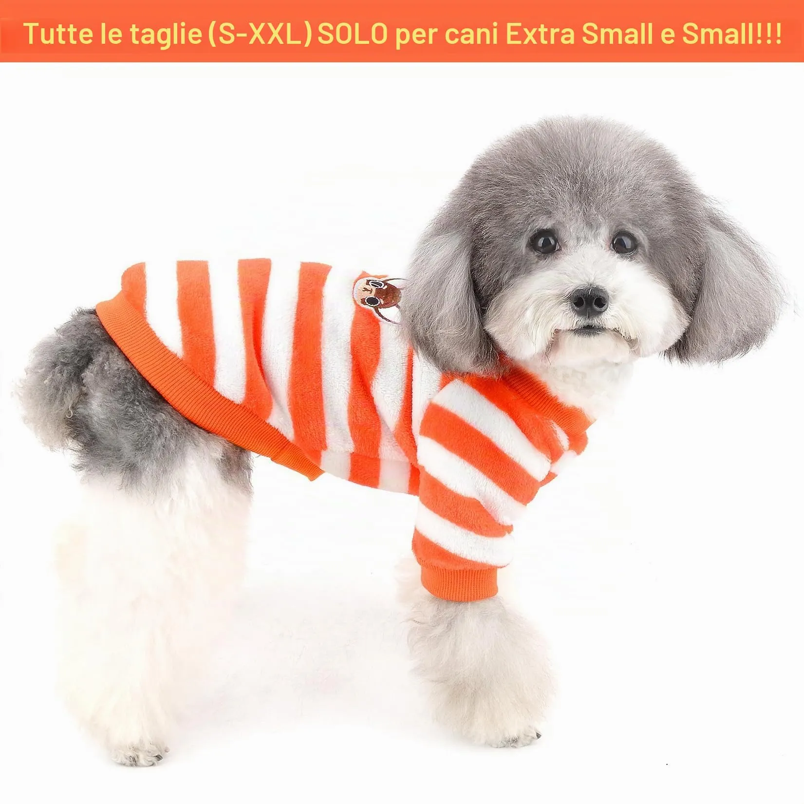 ZUNEA Maglione Invernale per Cani Piccola Taglia Cappottino in pile Caldo per Cuccioli Giacca Righe Morbida Velluto Chihuahua Gatti Giubbotti Abbigliamento Cani Ragazze Ragazzi Vestiti Arancione L - immagine 2