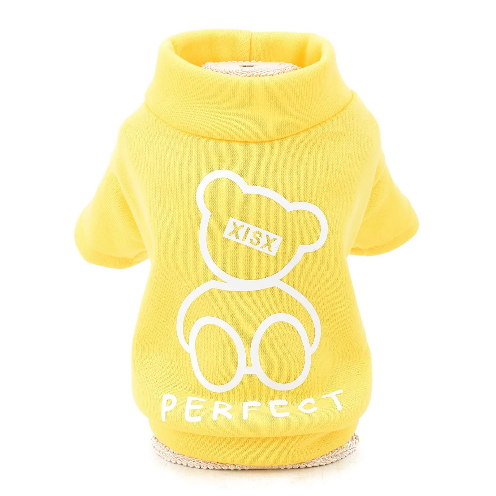 SMALLLEE_LUCKY_STORE Simpatico cartone animato cucciolo felpa in pile pullover maglioni per cani di piccola taglia media gatto Yorkie Chihuahua gattino caldo autunno inverno vestiti, Giallo, L - immagine 6