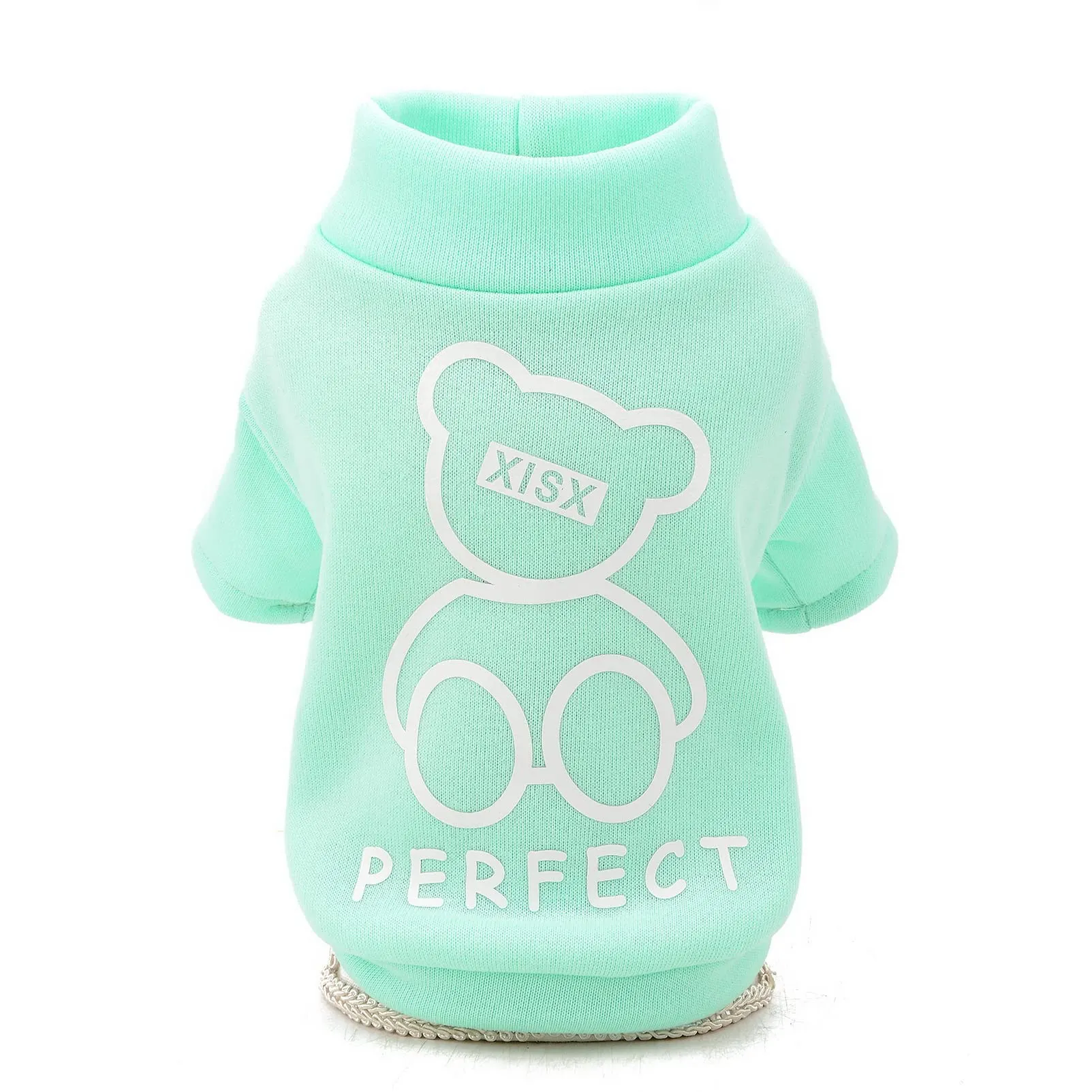 SMALLLEE_LUCKY_STORE Simpatico cartone animato cucciolo felpa in pile pullover maglioni per cani di piccola taglia media gatto Yorkie Chihuahua gattino caldo autunno inverno vestiti, verde, XXL - immagine 6