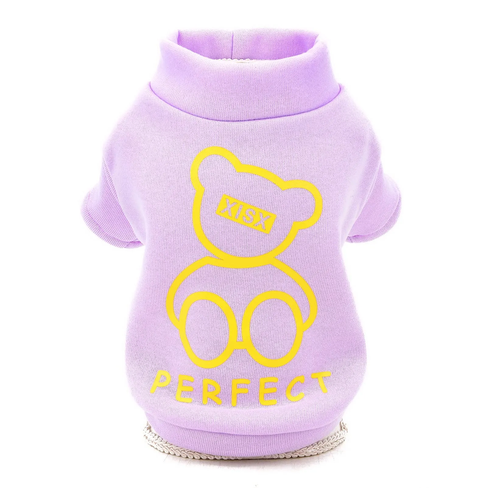 SMALLLEE_LUCKY_STORE Simpatico cartone animato cucciolo felpa in pile pullover maglioni per cani di piccola taglia media gatto Yorkie Chihuahua gattino caldo autunno inverno vestiti, viola, XL - immagine 6