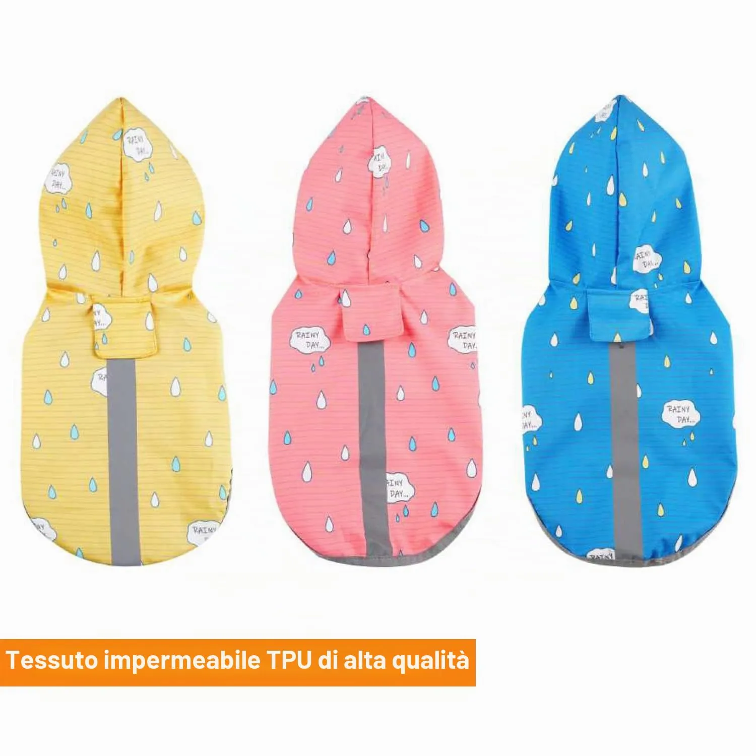 BPS Impermeabile impermeabile per animali domestici, cani impermeabili con cappuccio, tasca per cani di piccola taglia poliestere (S, blu) - immagine 3