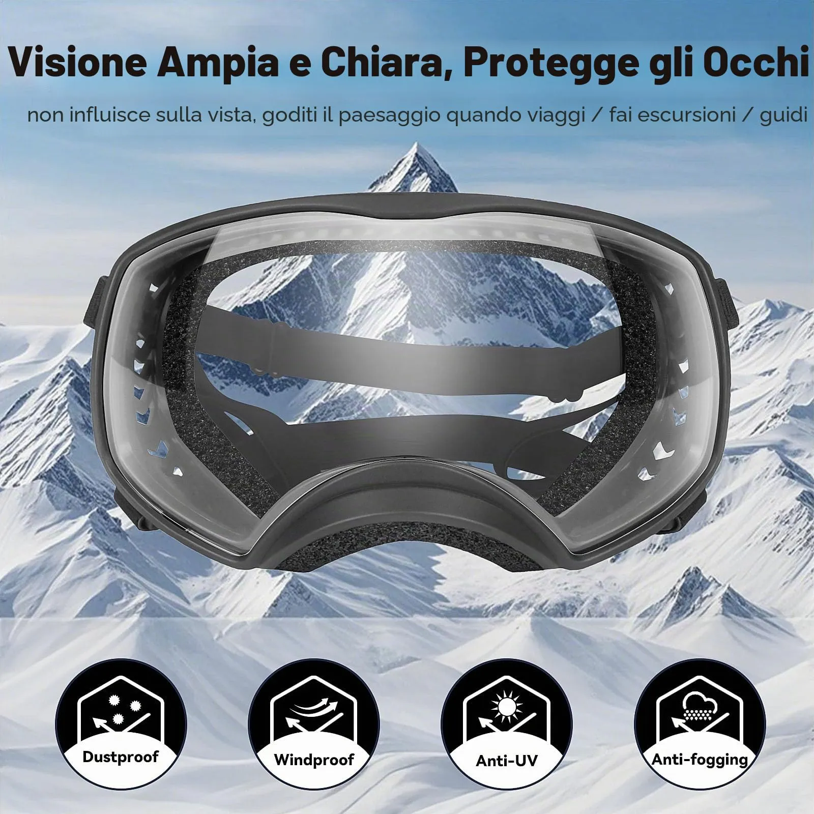 NAMSAN Occhiali da Sole per Cani Protezione UV Occhiali da Sole per Animali Domestici Fascia Regolabile e Cuscinetti di Schiuma Proteg Gono GliOcchi per Cani di Grossa Taglia - Libero - immagine 3