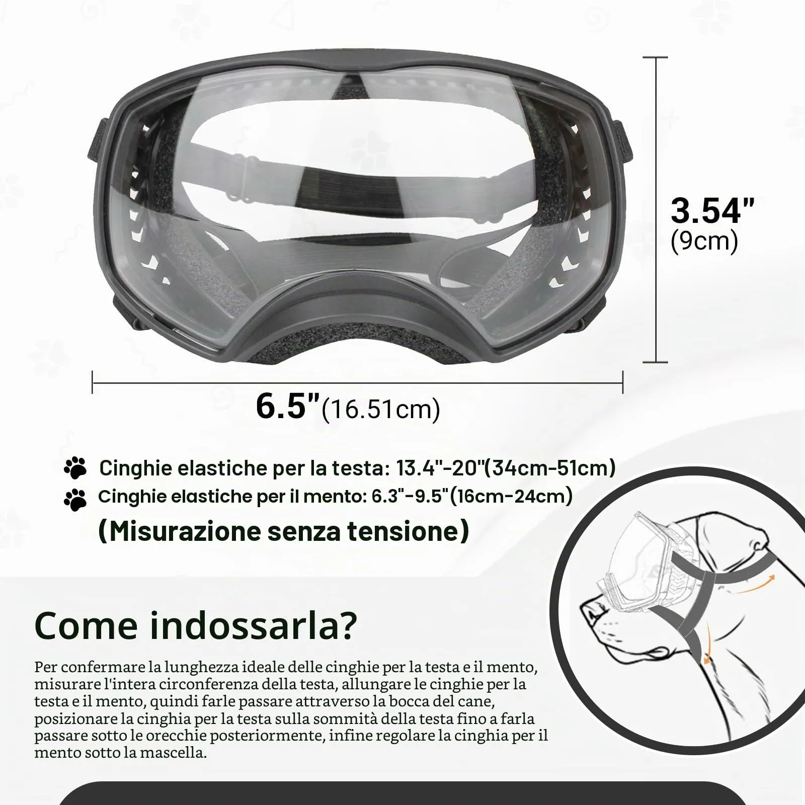 NAMSAN Occhiali da Sole per Cani Protezione UV Occhiali da Sole per Animali Domestici Fascia Regolabile e Cuscinetti di Schiuma Proteg Gono GliOcchi per Cani di Grossa Taglia - Libero - immagine 6