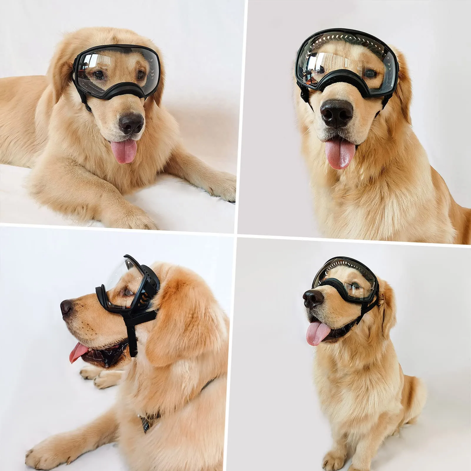 NAMSAN Occhiali da Sole per Cani Protezione UV Occhiali da Sole per Animali Domestici Fascia Regolabile e Cuscinetti di Schiuma Proteg Gono GliOcchi per Cani di Grossa Taglia - Libero - immagine 7