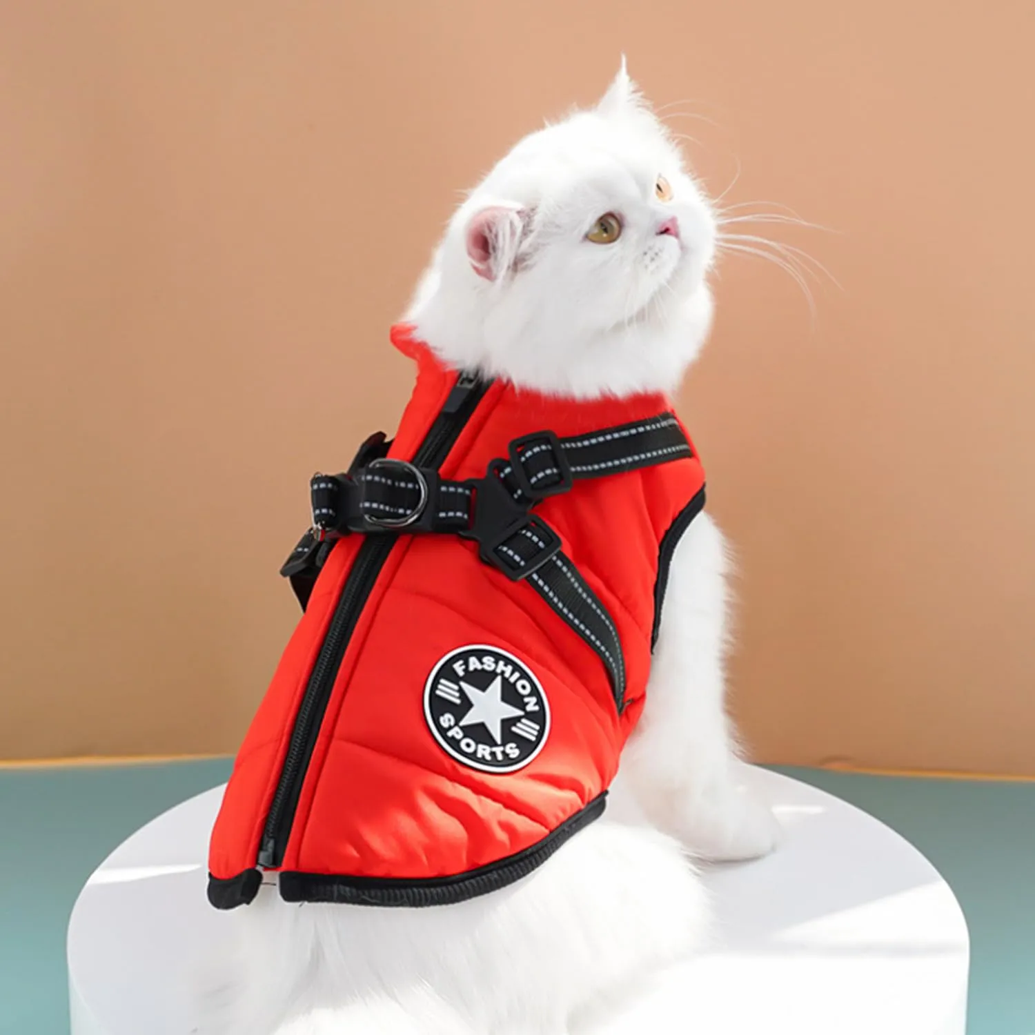Ectkuee Giubbotto per cani invernali Cappotti antivento impermeabili 2 in 1 Vestiti per la stagione fredda gilet imbracatura giacca calda invernale cuccioli piccola - immagine 3